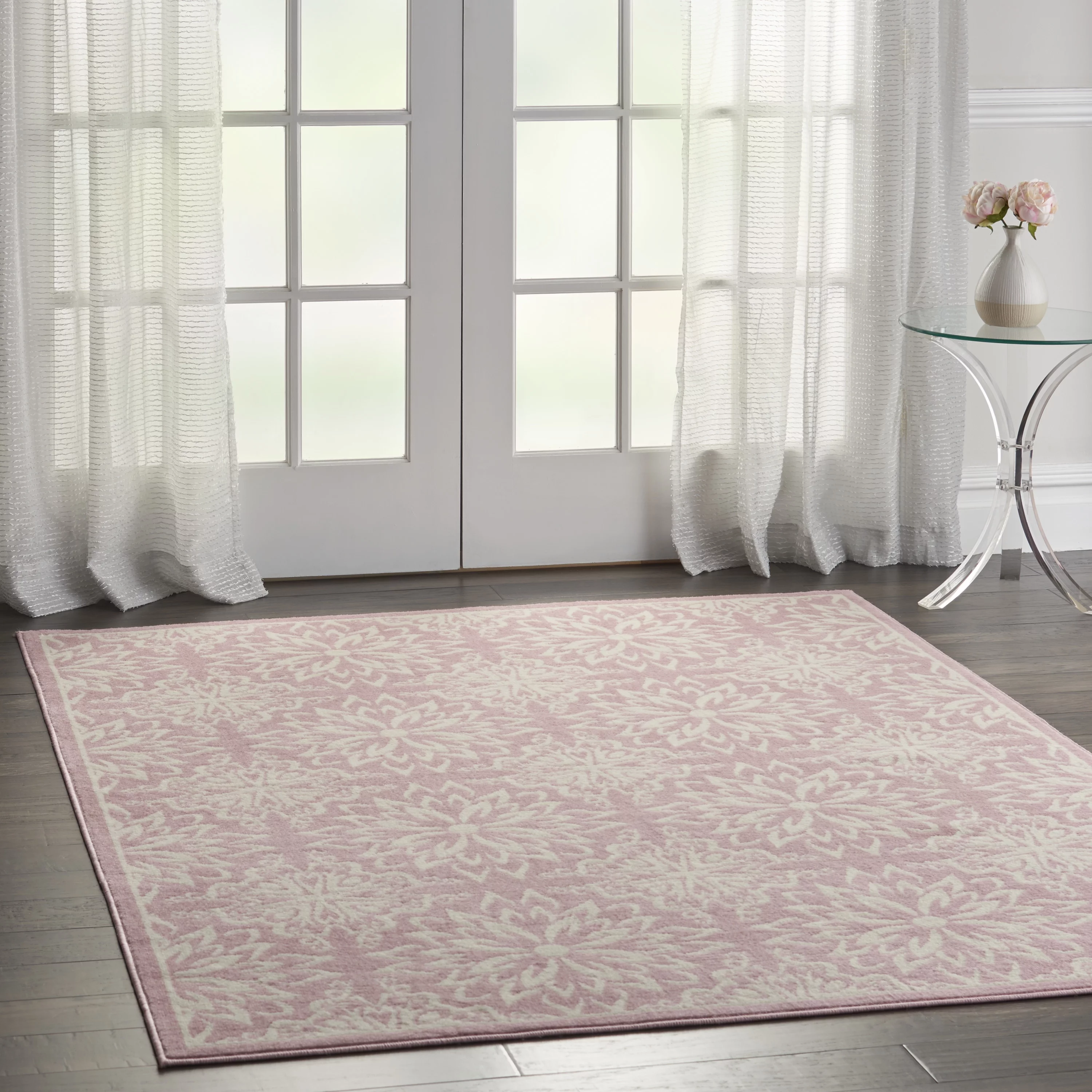 Nourison Bliss Modern Floral Ivory/Pink 5'3