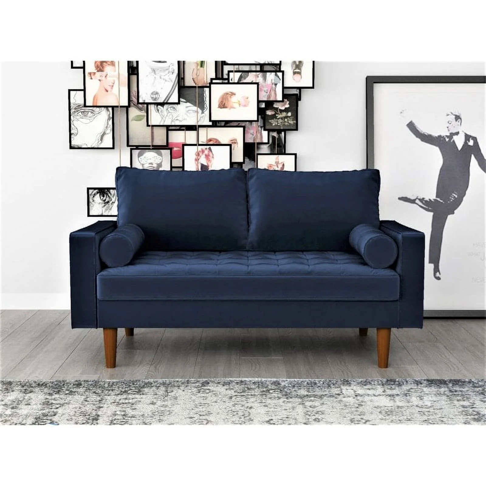 US Pride Furniture Mac Loveseat Prussian blue