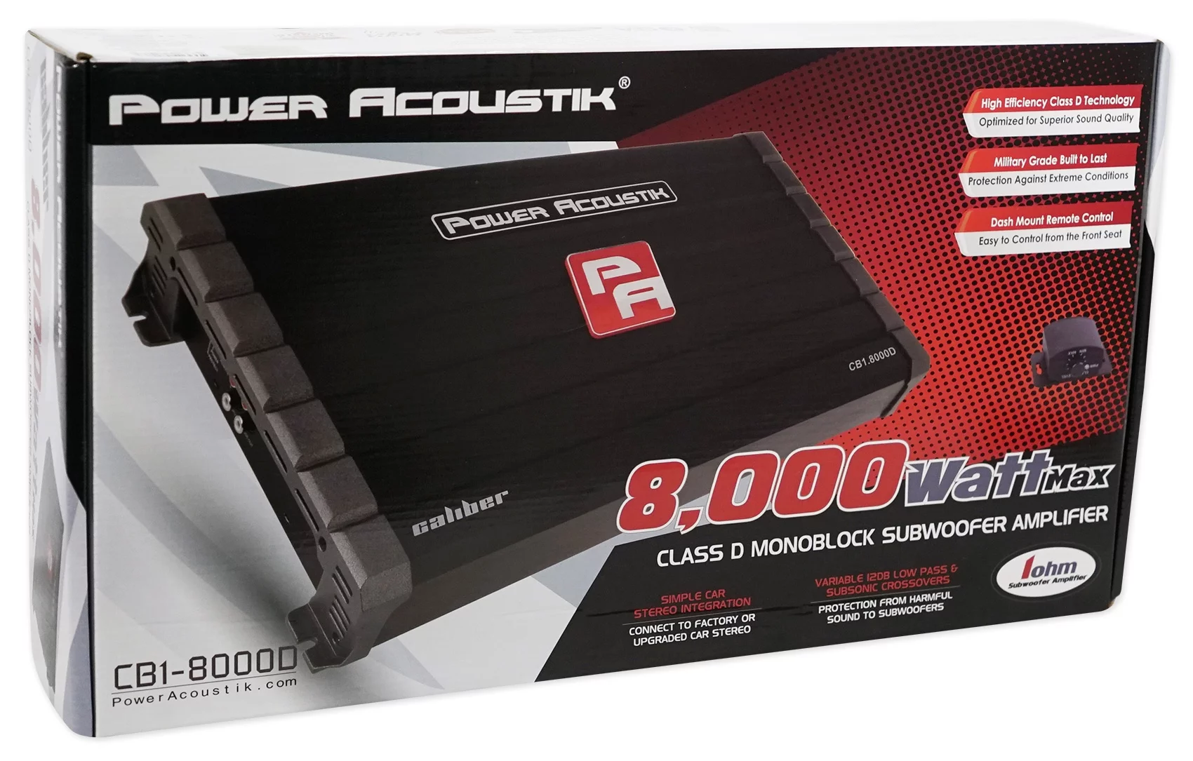 Power Acoustik CB1-8000D 4000 Watt RMS Mono Amplifier Car Audio Class D+Amp Kit