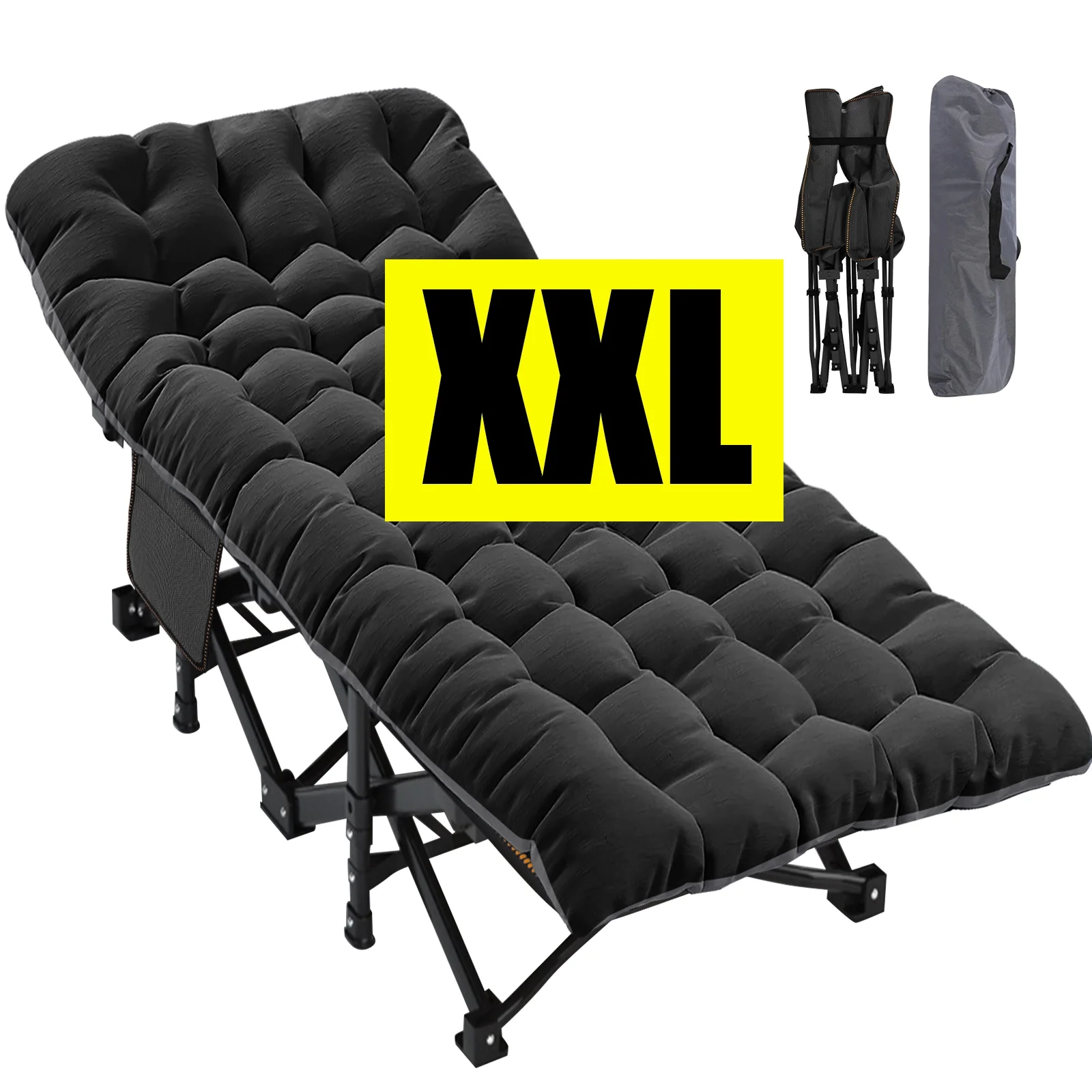 ABORON Oversized XL Folding Sleeping Cots for Adults, 900lb Loading Double-Layer 1200D, Heavy Duty Guest Bed W/Mattress & Carrying Bag