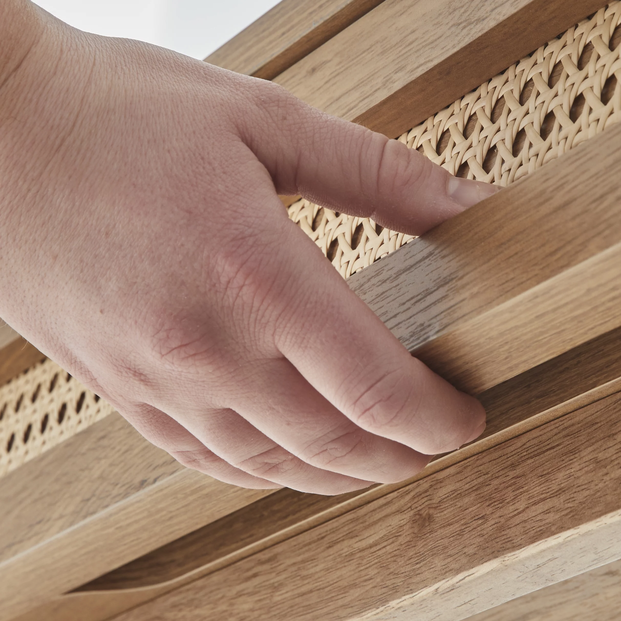 Better Homes & Gardens Springwood Caning Desk, Light Honey Finish