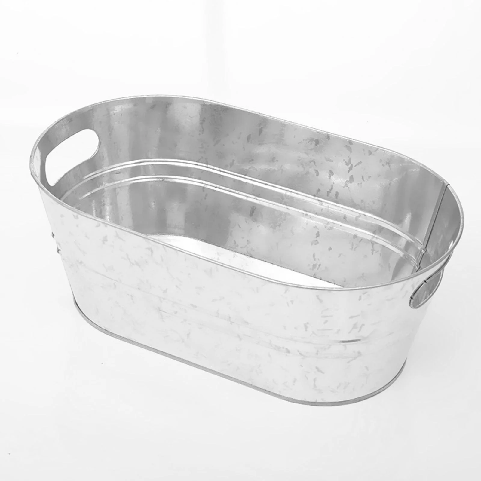Hellery Galvanized Beverage Tub,Long Galvanized Oval Tub,Beer Champagne Cooling,Galvanized Metal Ice Bucket for Home Parties