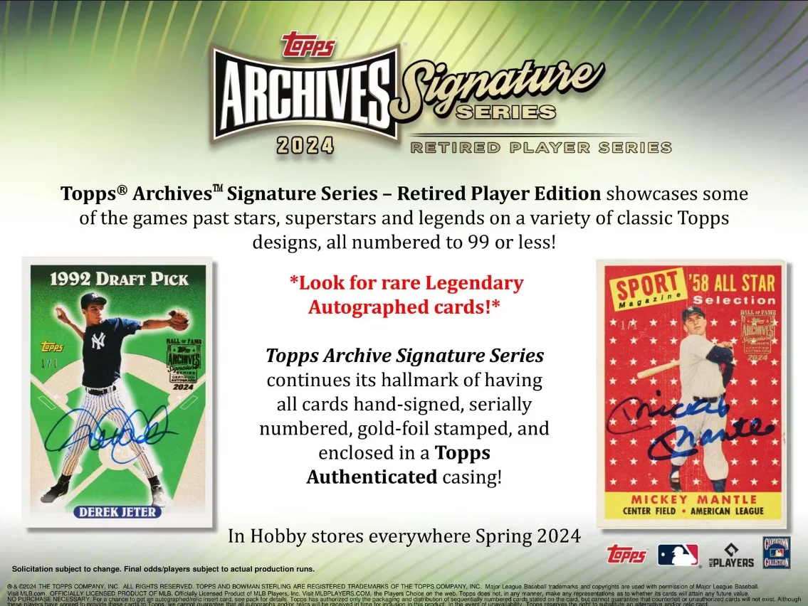 2024 Topps Archives Baseball Signature Series Retired Player Edition Hobby Box