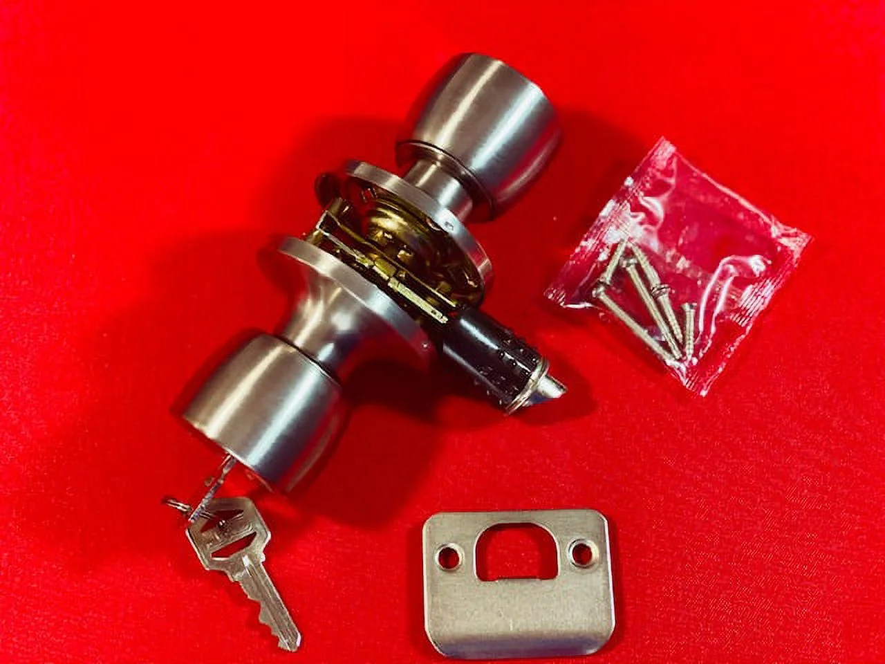 Mobile Home Interior Keyed Privacy Door Knob Handle Stainless Steel 2 Keys