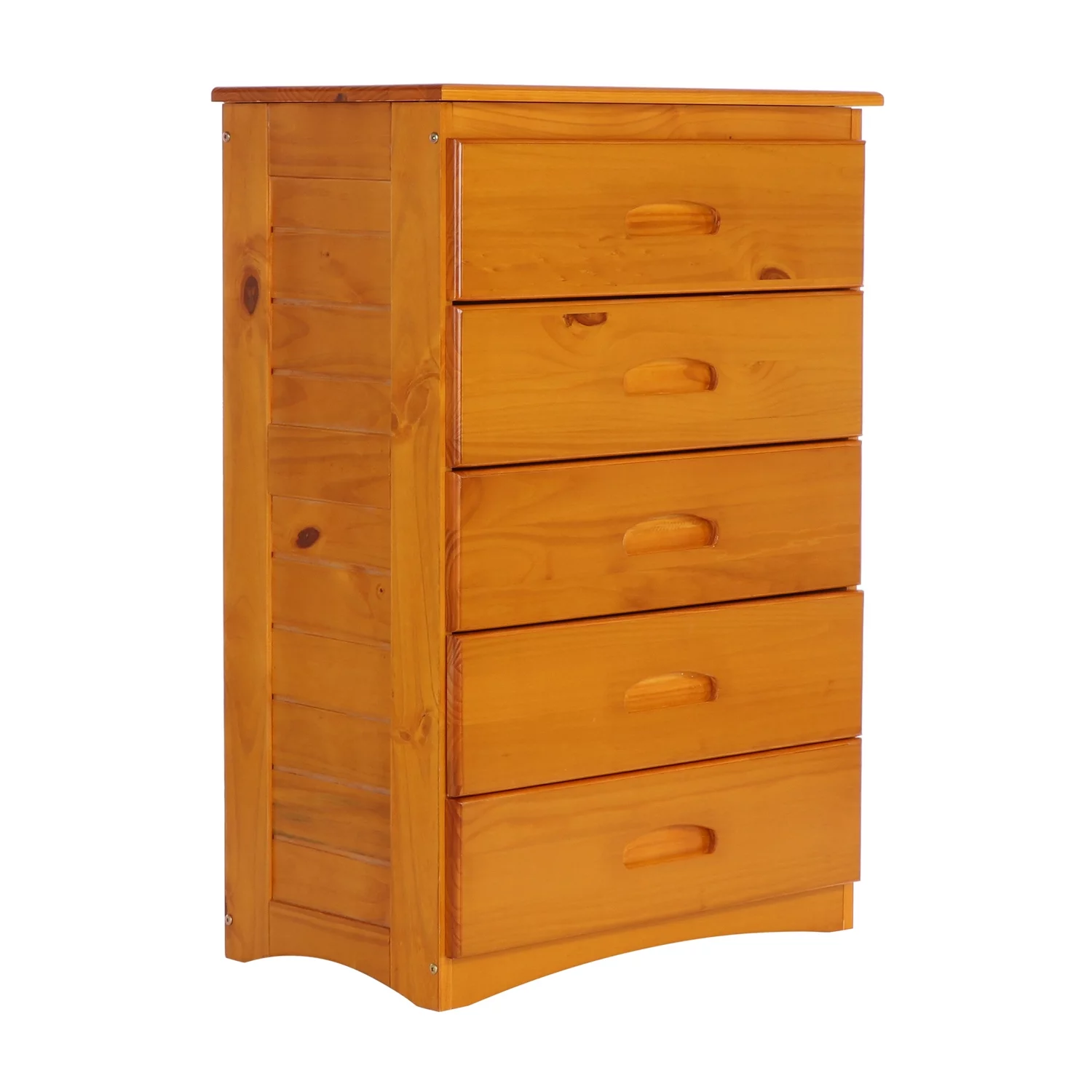 American Furniture Classics Model 82155 Solid Pine Five Drawer Chest in Warm Honey