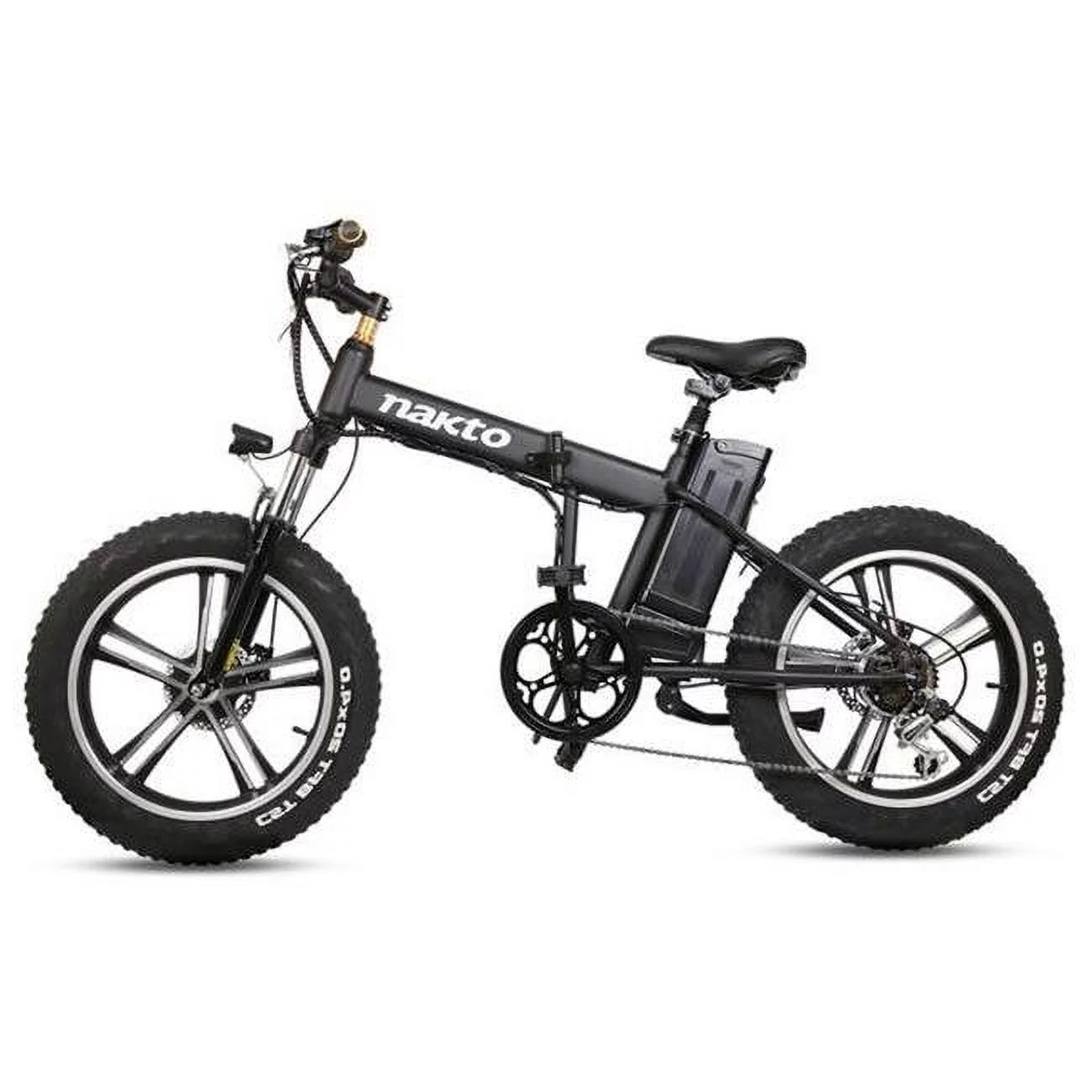Nakto FoldingMNCRS 20 in. Electric Bike Fat Tire Mini Cruiser, Black