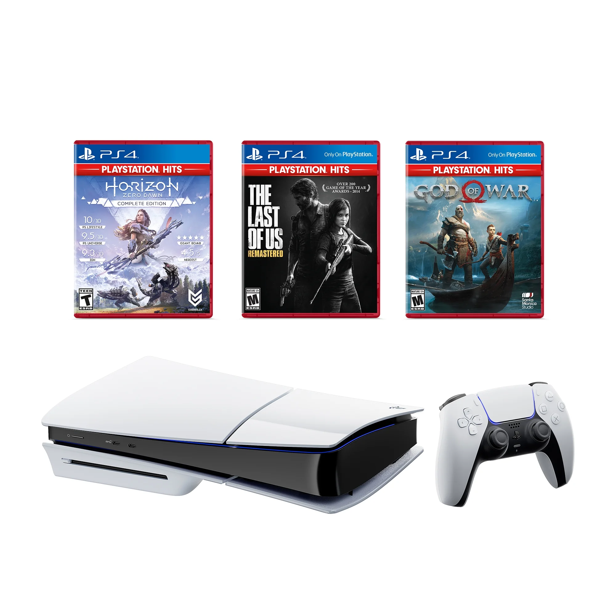PlayStation 5 Disc Slim Version 2TB SSD PS5 Console with Wireless Controller with The Last of Us Remastered, God of War & Horizon Zero Dawn Complete Edition - CFI-2015 PS5