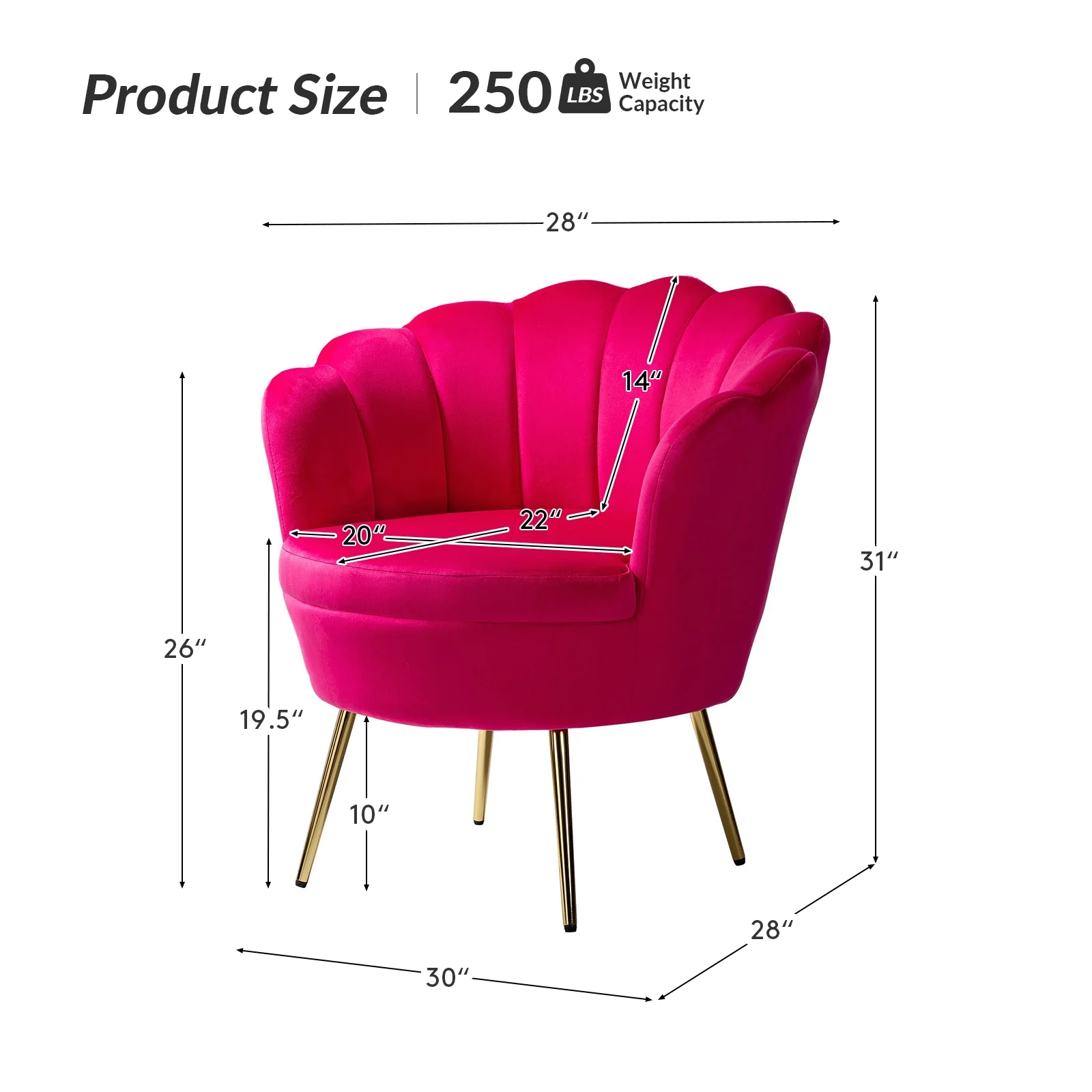 Seashell Upholstery Armchair Velvet Lounge Barrel Chair Gold Legs Home Living Room Bedroom