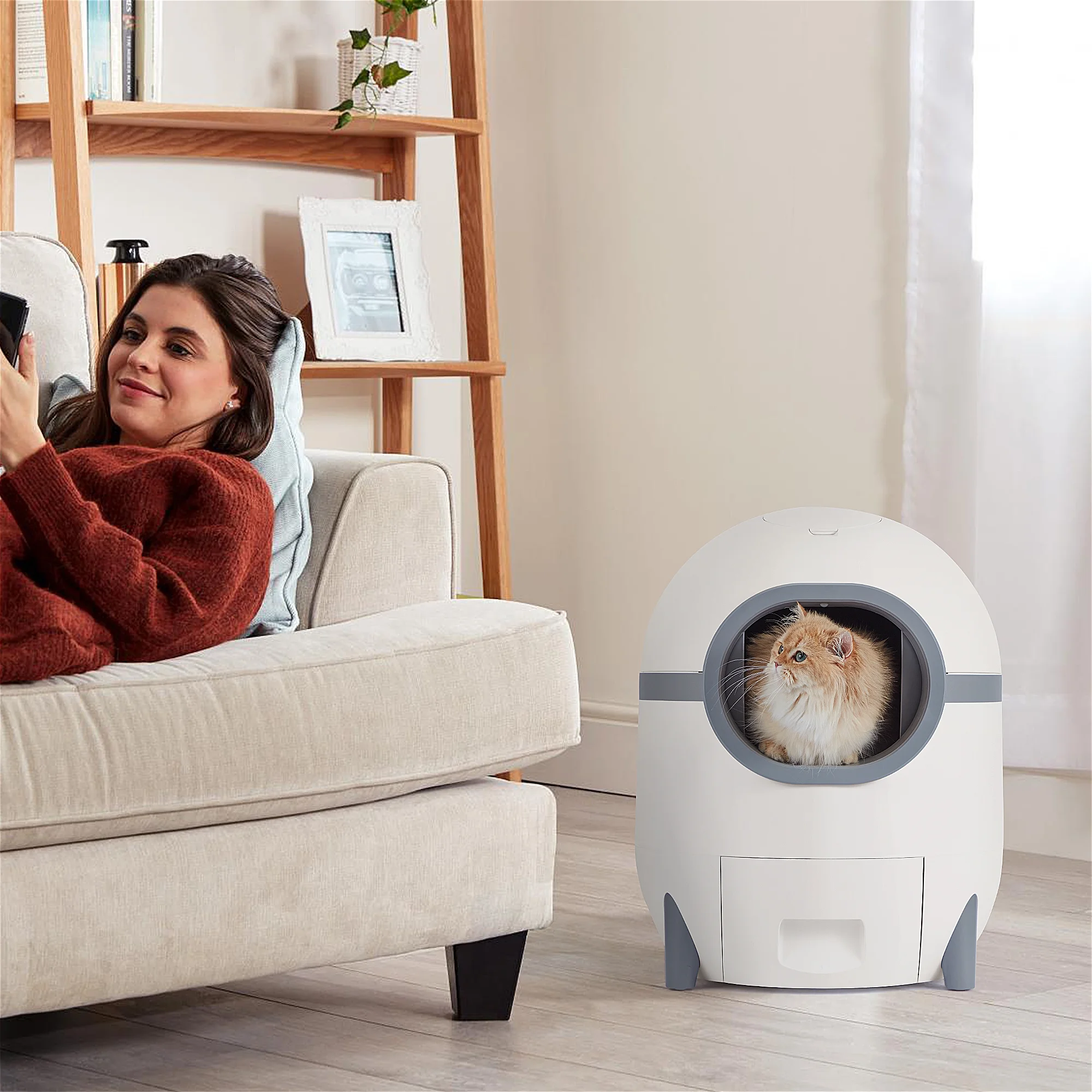 Hommow Automatic Cat Litter Box, Self Cleaning Cat Litter Box with APP Control & Cleaning Kit