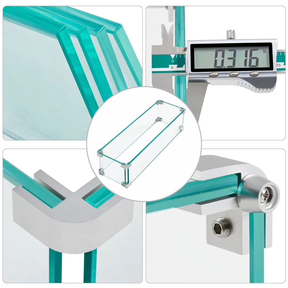 Yaheetech 23.5'' L x 7.5''W Rectangle Gas Fire Pit Wind Guard, Clear