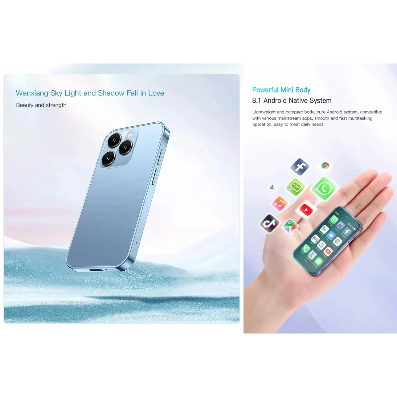 SOYES XS15 Ultra-thin 3.0Inch Small Phone 2GB+16GB Android 8.1 Dual SIM Standby 3G Mini Smartphone 1000mAh Wifi GPS Mobile Phone