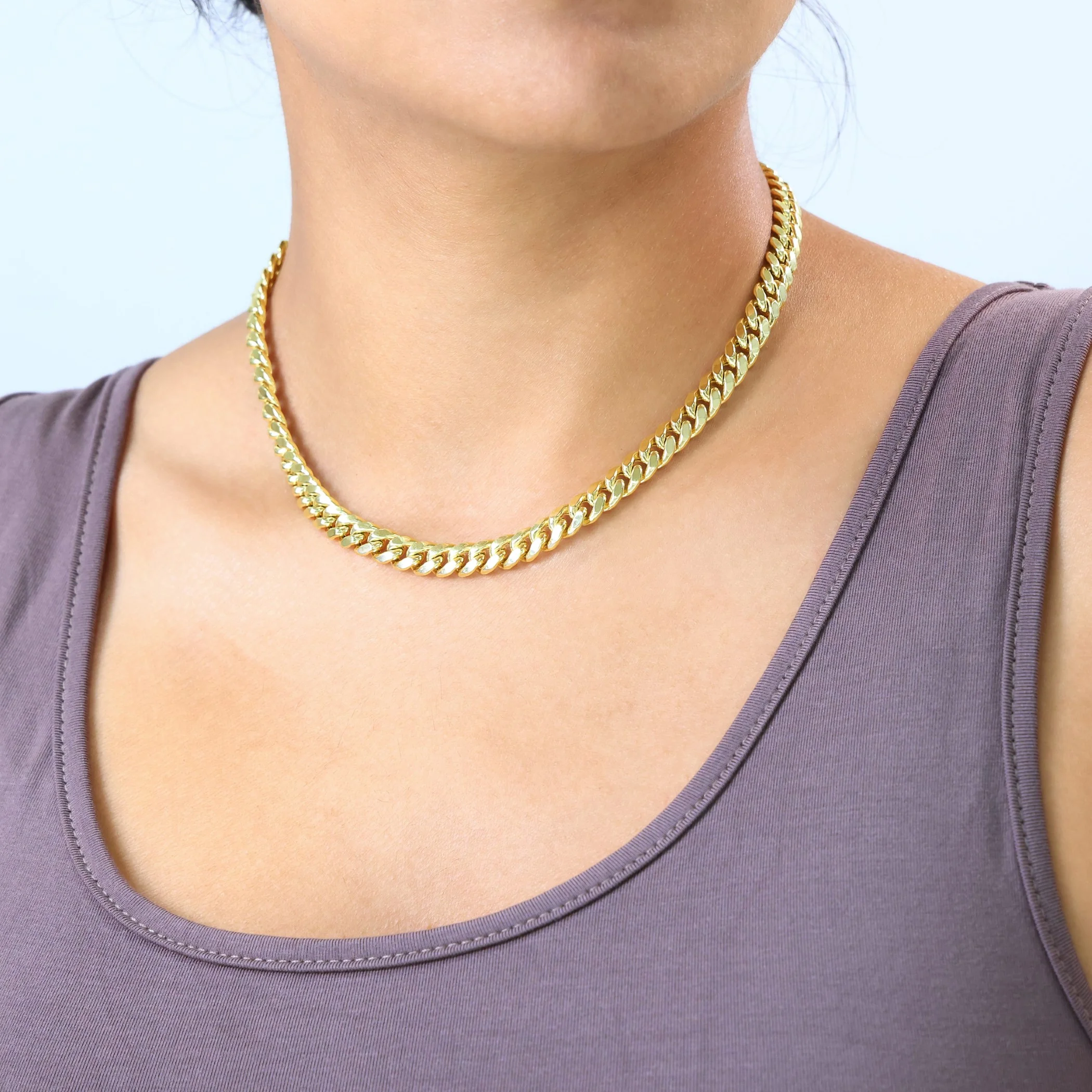 Nuragold 10k Yellow Gold 7.5mm Miami Cuban Link Chain Necklace, Mens Womens Jewelry Box Clasp 16