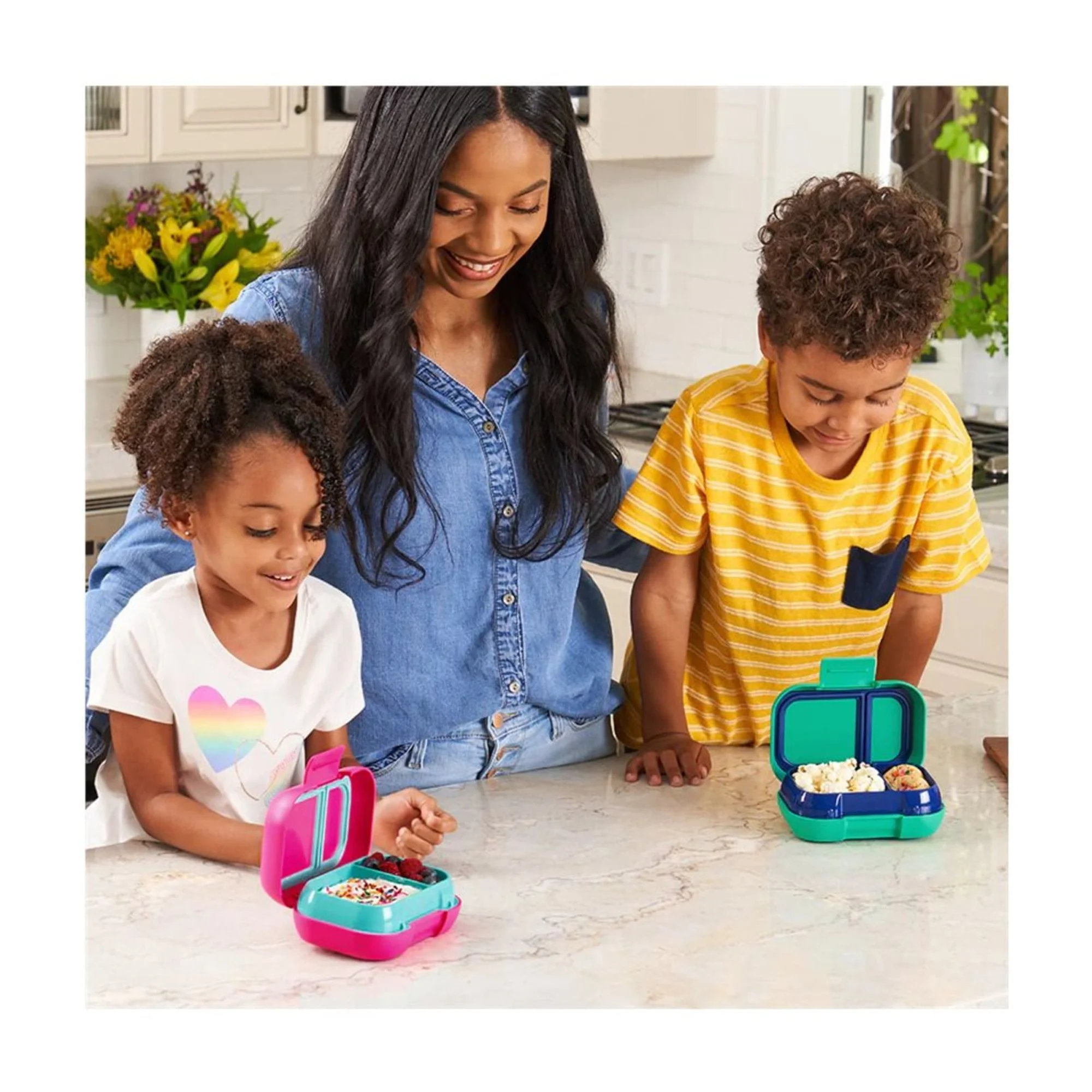 Bentgo Kids Snack - 2 Compartment Leak-Proof Bento-Style Food Storage for Snacks and Small Meals, Easy-Open Latch, Dishwasher Safe, and BPA-Free - Ideal for Ages 3+ (Fuchsia/Teal)