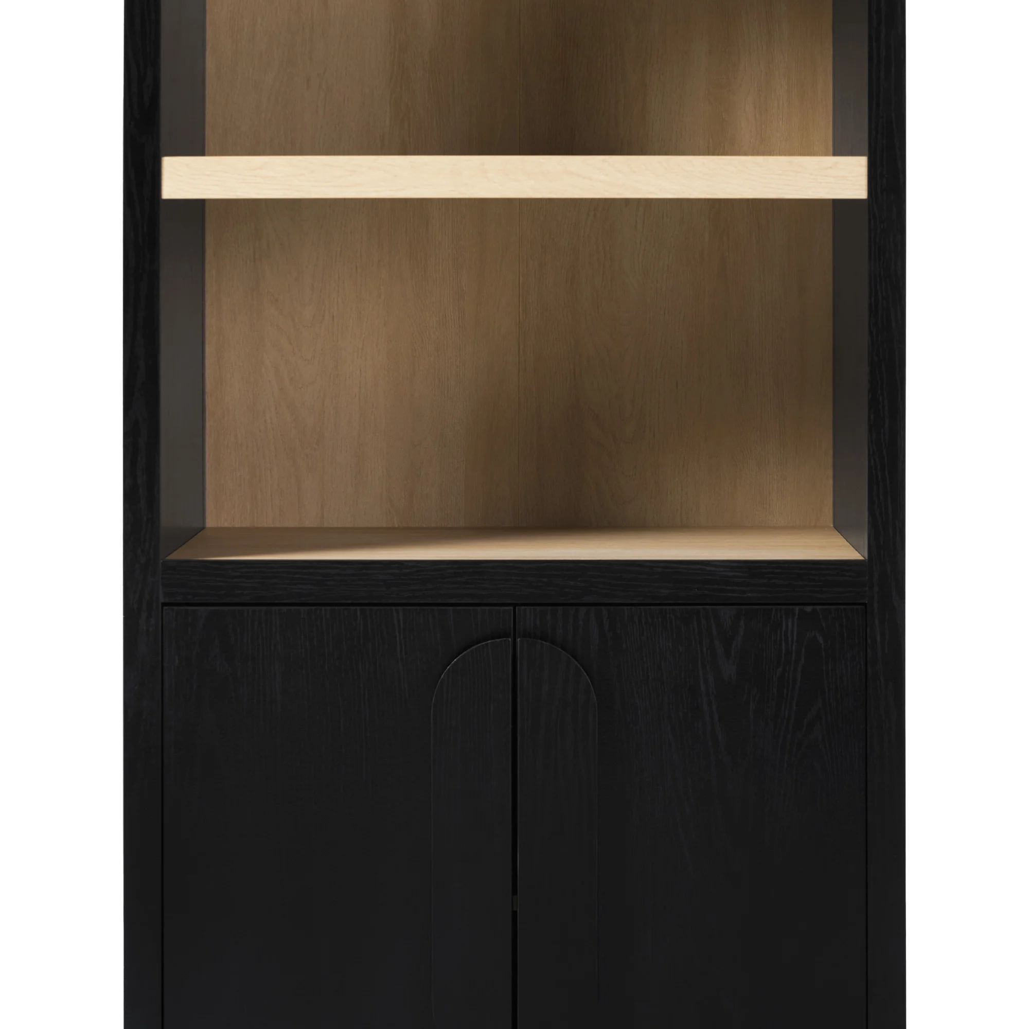 Walker Edison Modern 3 Shelf Open Arched Bookcase Cabinet, Black
