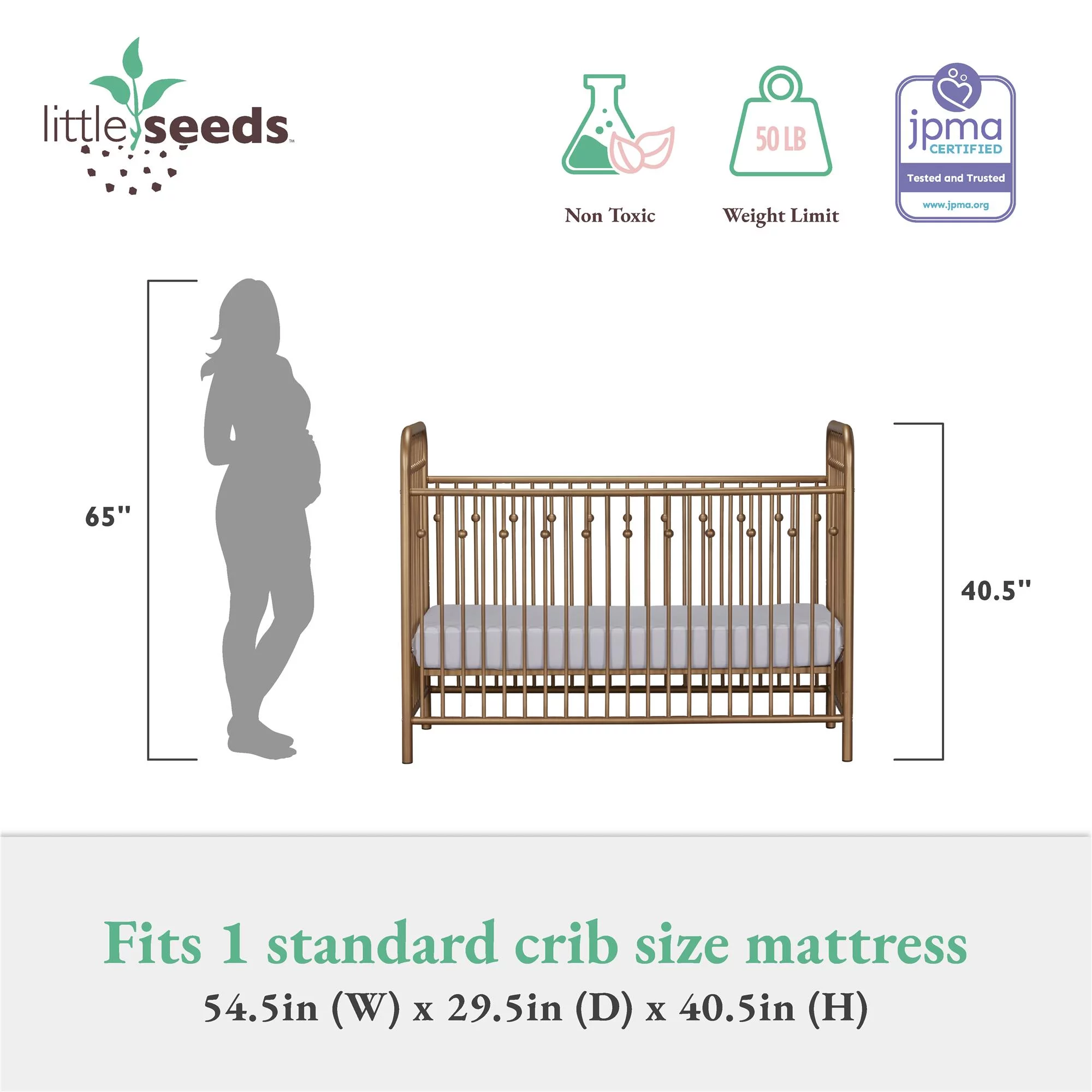 Little Seeds Monarch Hill Ivy Gold Metal Baby Crib