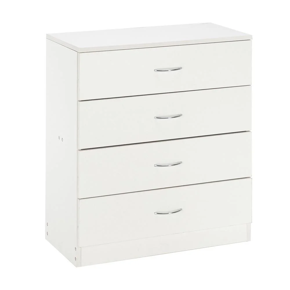 Glavbiku Modern Wood 4 Drawer Nightstand Dresser,Storage Cabinet for Bedroom,White,Adult,28.7