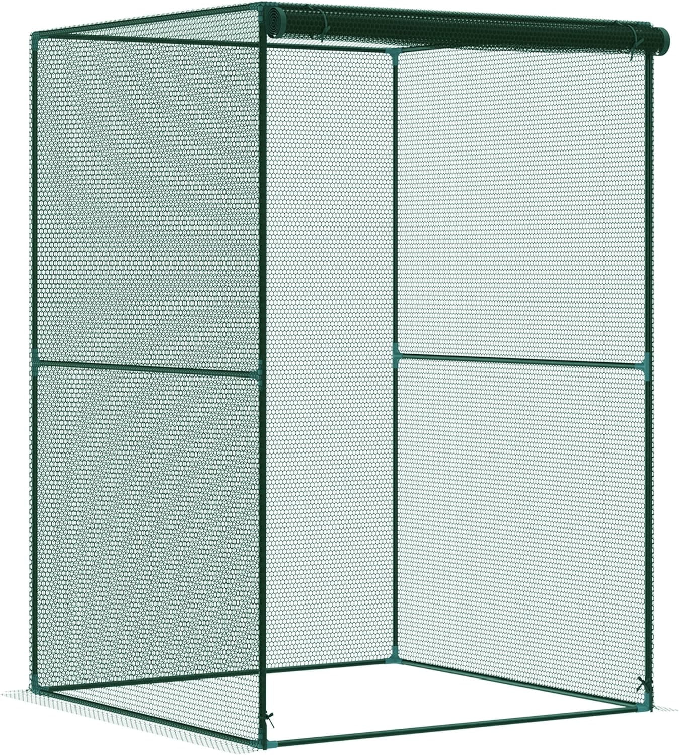 4' x 4' Crop Cage, Plant Protection Tent with Zippered Doors for Vegetable Garden, Backyard, Green