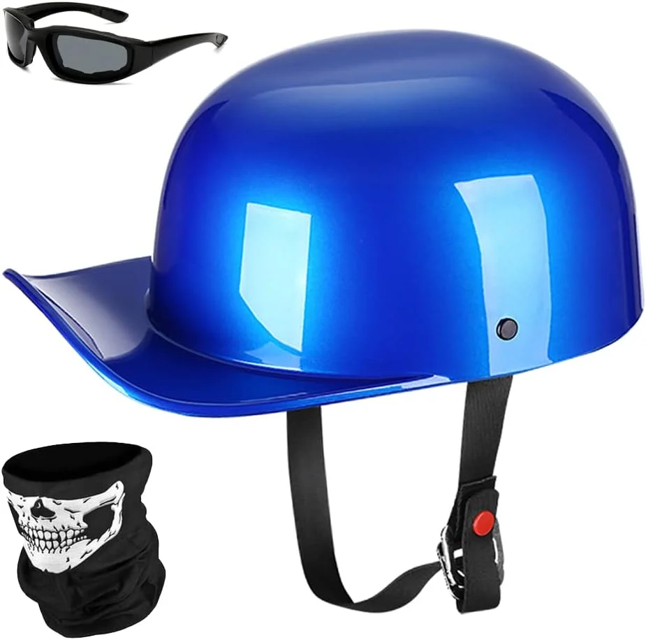 Baseball Motorcycle Helmet Half Cap for Bike Cruiser Chopper Moped Scooter- Dot Approved