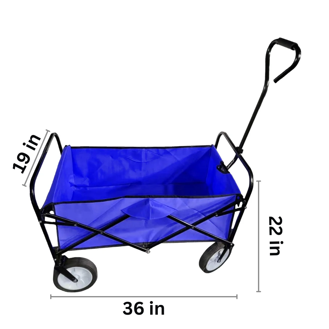 Portable Collapsible Cart with Large Wheels - Ideal for Beach, Camping, and Garden - Foldable Design