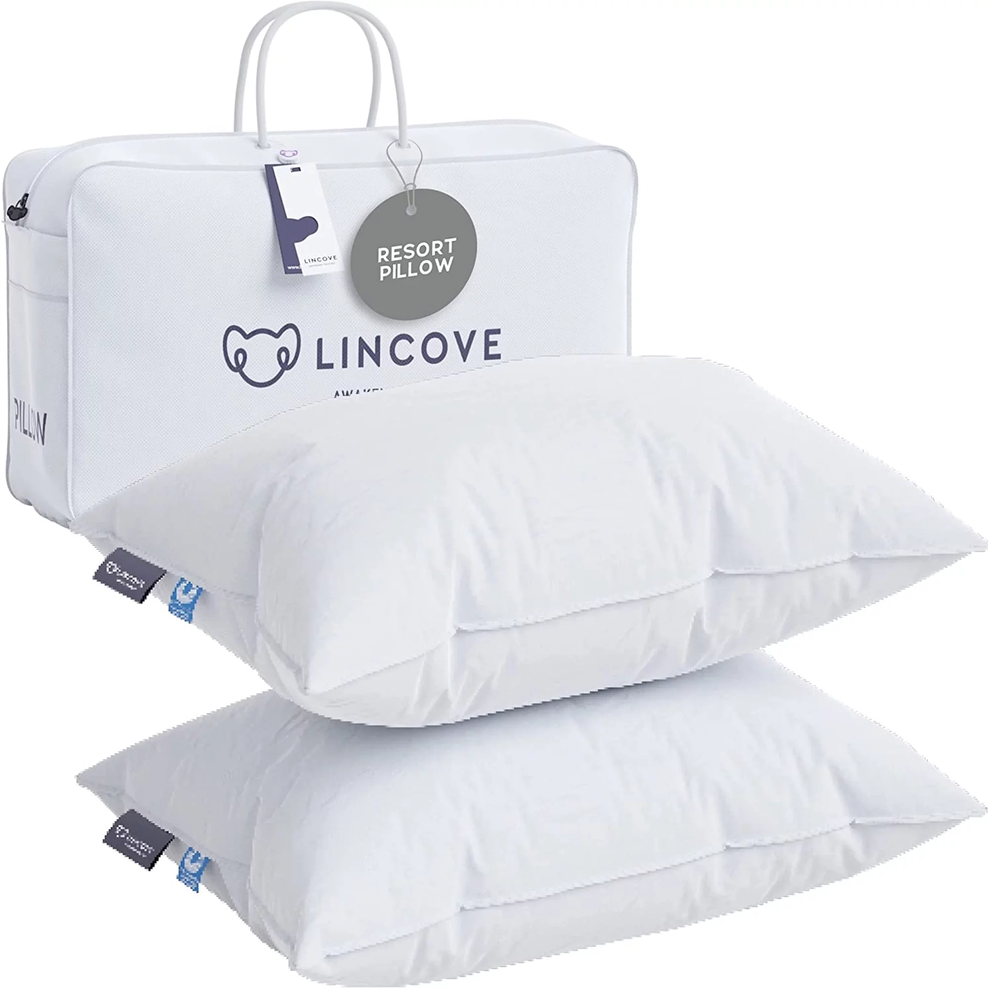 Lincove Canadian Resort Hypoallergenic Bed Pillow for Back and Side Sleepers Hotel Quality Pillows, King 2-Pack