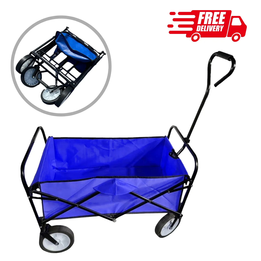 Portable Collapsible Cart with Large Wheels - Ideal for Beach, Camping, and Garden - Foldable Design