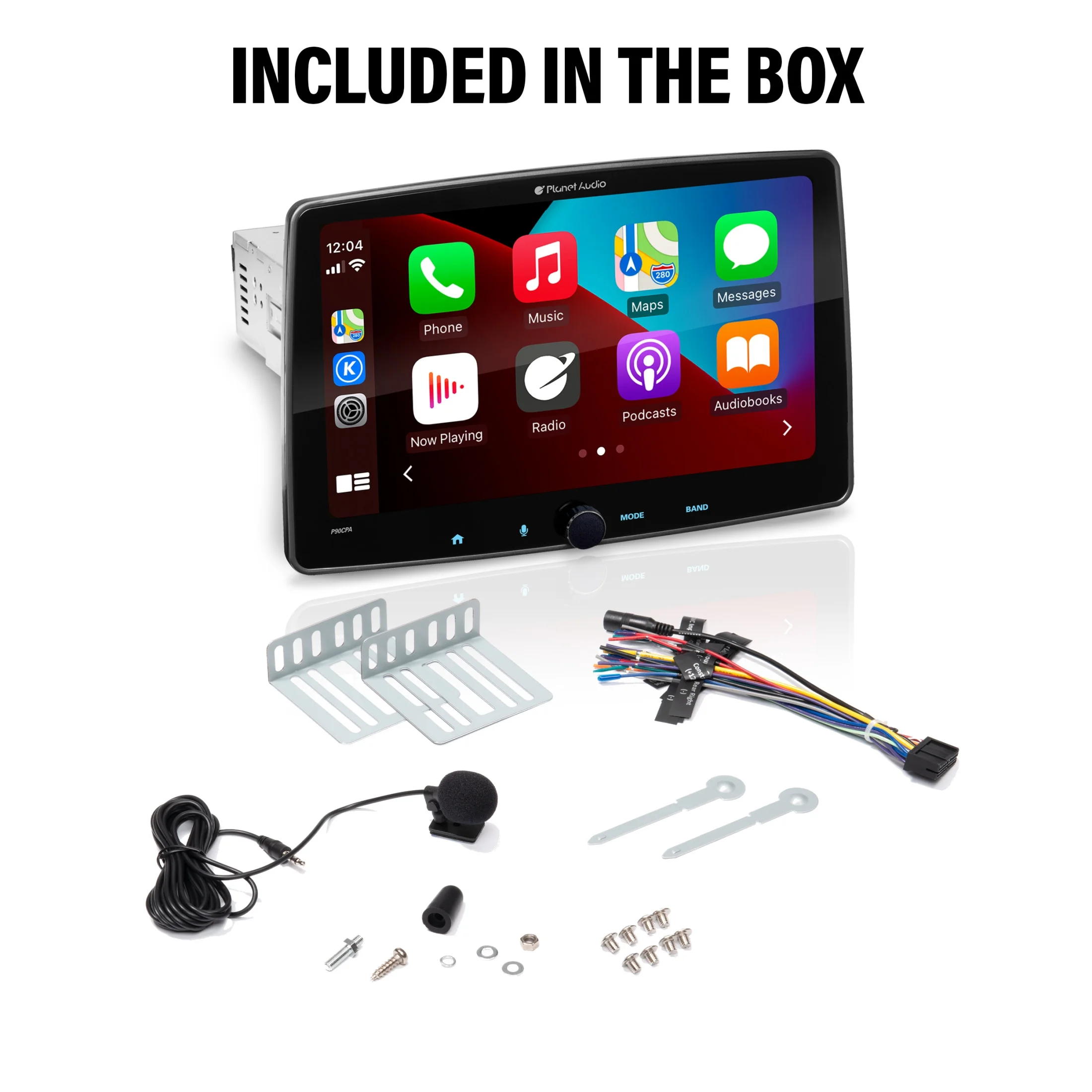 Planet Audio P90CPA Car Stereo - Apple CarPlay, Android Auto, Single Din, 9 Inch Capacitive Touchscreen, Bluetooth, No CD DVD Player, AM/FM Radio Receiver