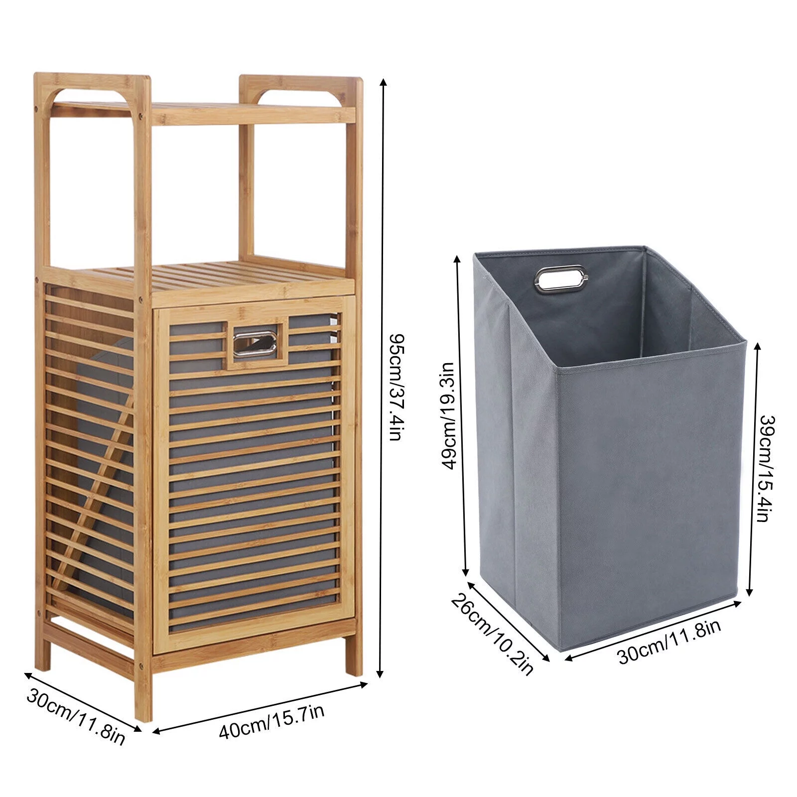 2-Layer Bamboo Laundry Hamper Basket Storage Dirty Clothes Tilt Out Baskets NEW