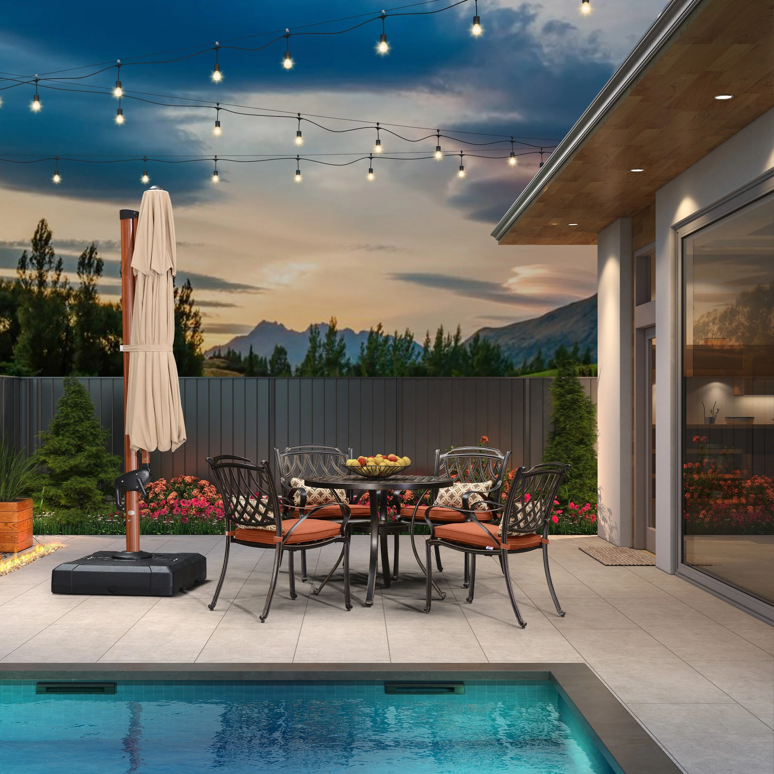 PURPLE LEAF  Sunbrella Umbrella 11ft Deluxe Round Patio Umbrella Grey/Classic