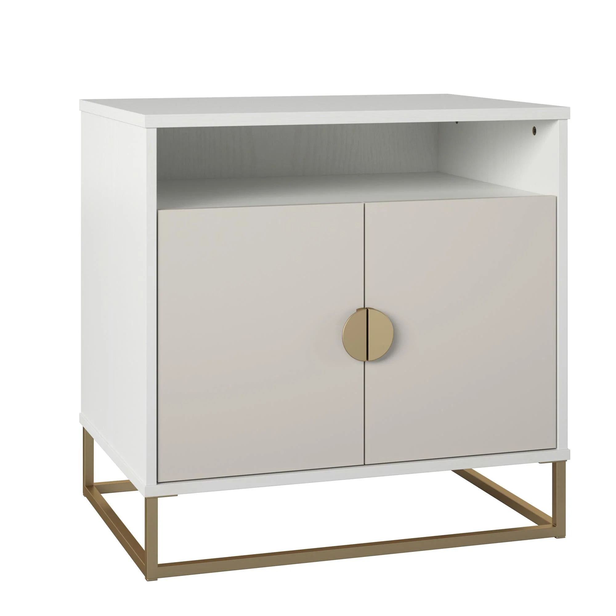 Kelly Accent Cabinet, White/Taupe