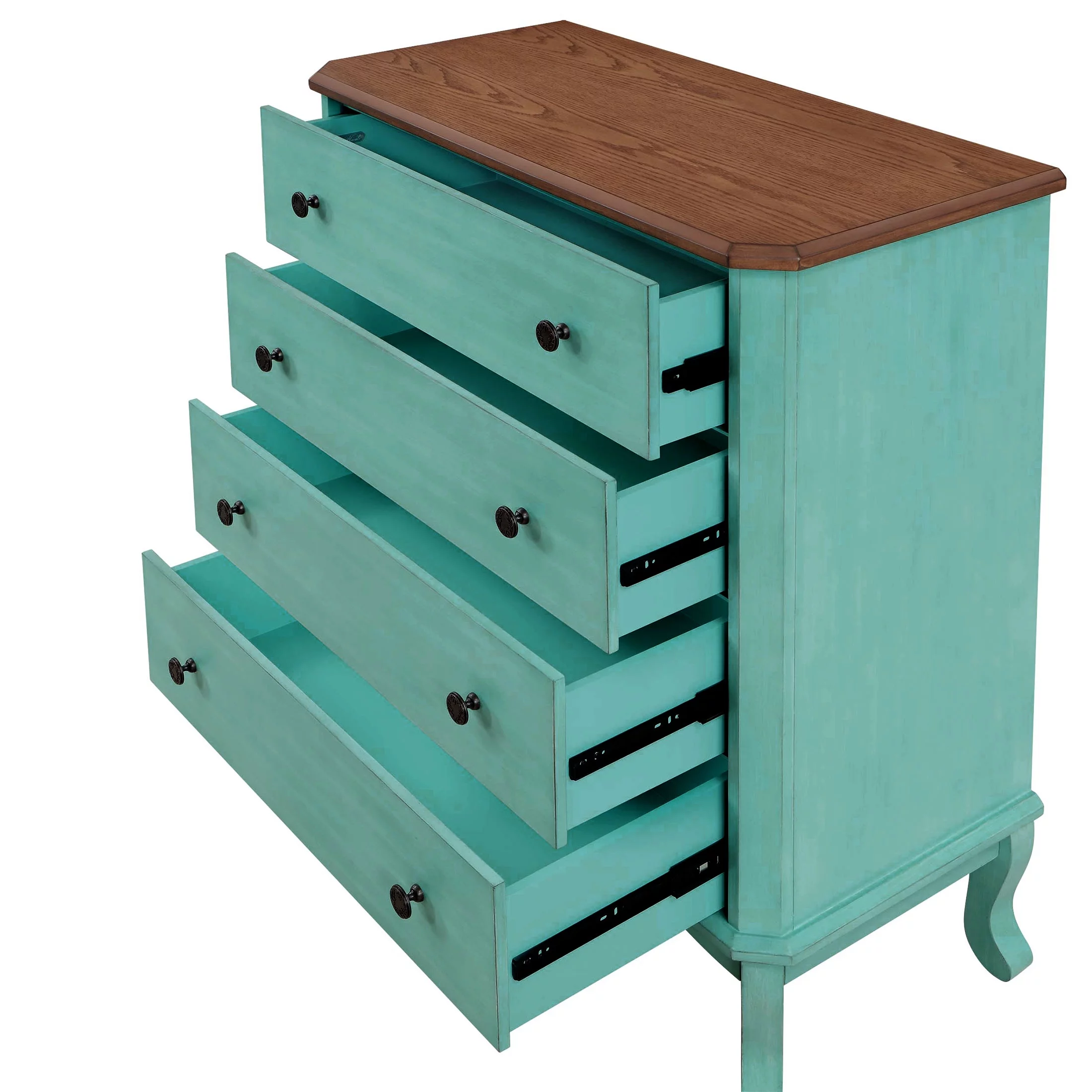 The Pioneer Woman 4-Drawer Dresser Made With Solid Wood Frame, Teal