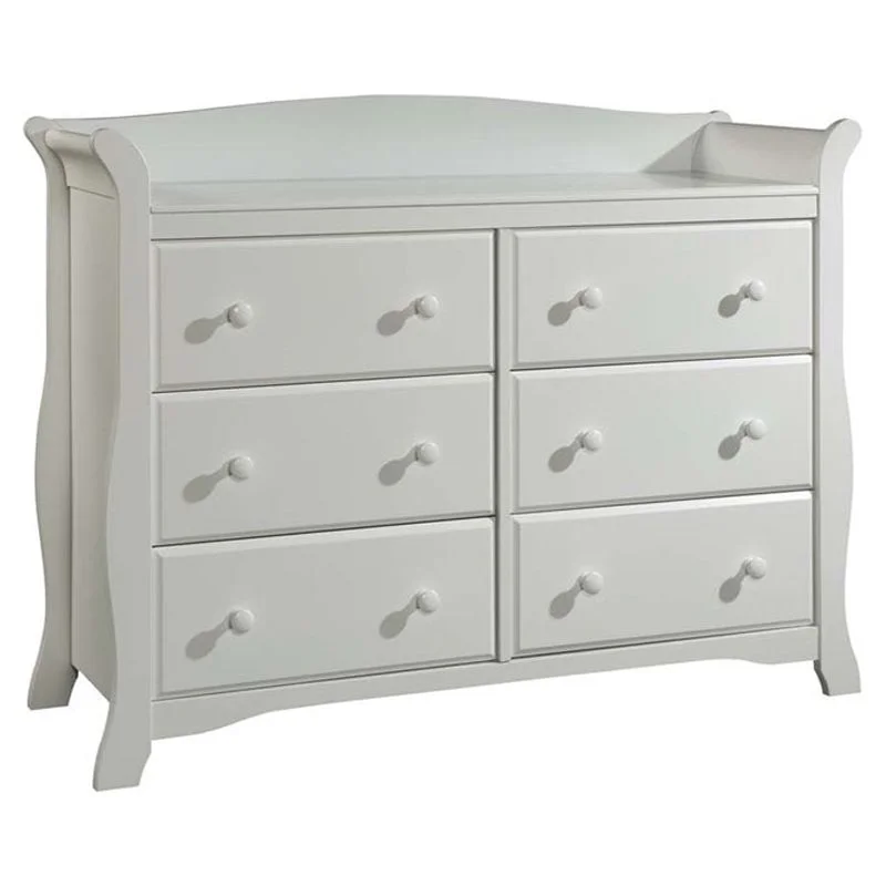 6-Drawer Double Dresser and Baby Crib with Changing Table Set in Pure White
