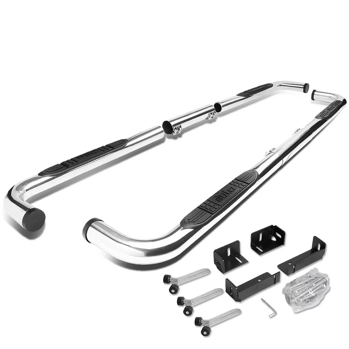 DNA Motoring STEPB-3-UNI-SS For 1999 to 2011 Silverado Sierra Dodge Ram 1500 2500 3500 Extended Cab Pair Stainless Steel 3