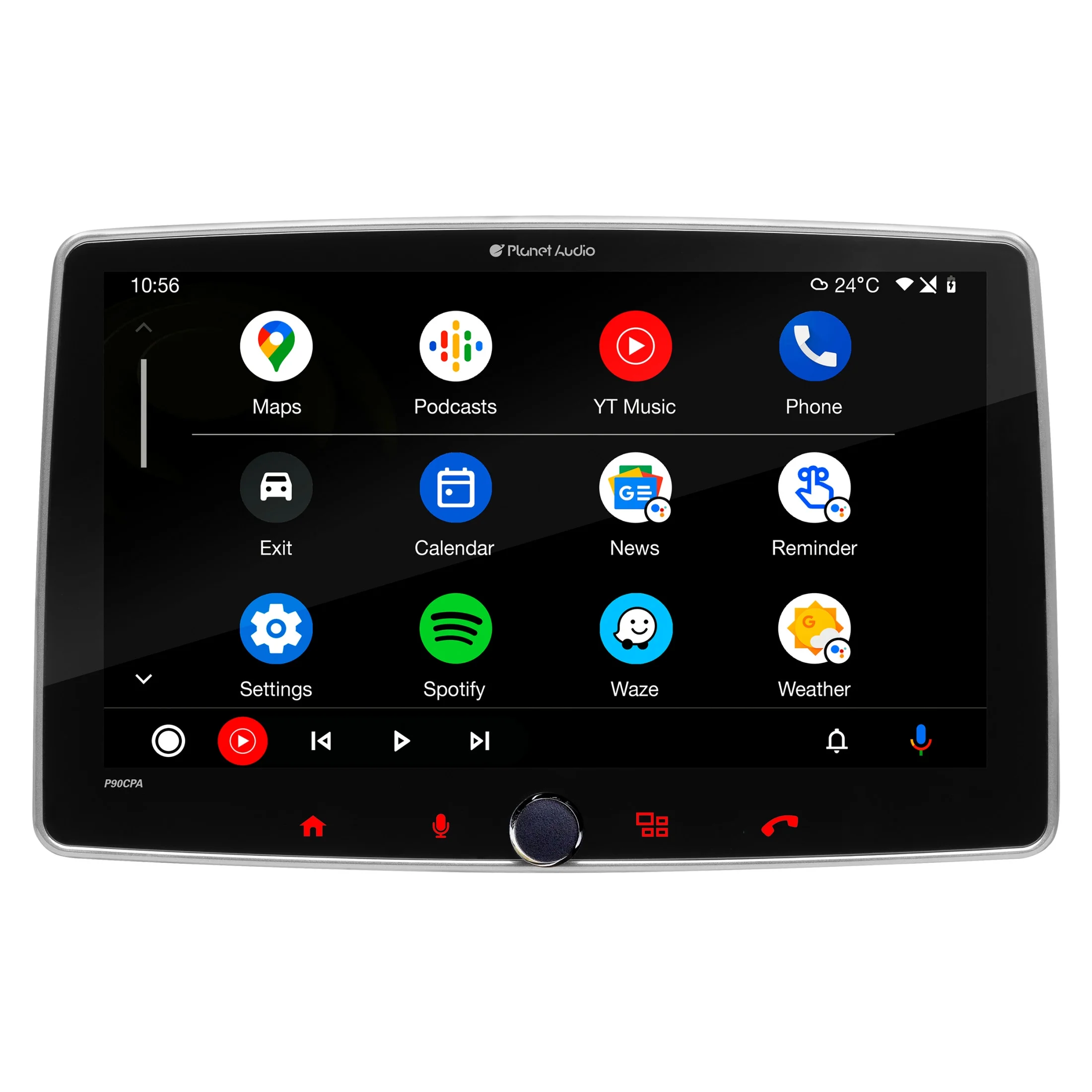 Planet Audio P90CPA Car Stereo - Apple CarPlay, Android Auto, Single Din, 9 Inch Capacitive Touchscreen, Bluetooth, No CD DVD Player, AM/FM Radio Receiver