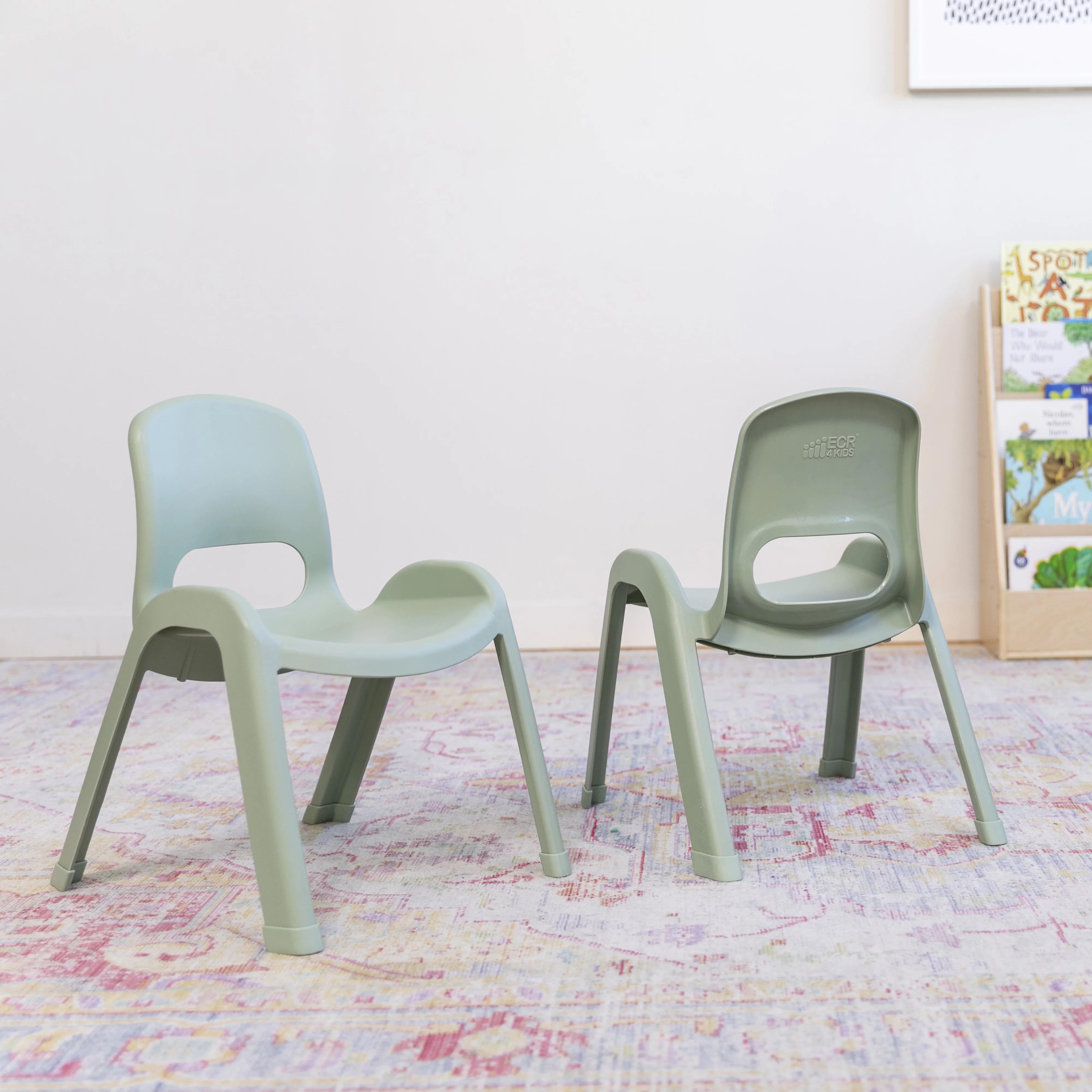 ECR4Kids SitRight Chair, Classroom Seating, Sage, 4-Pack