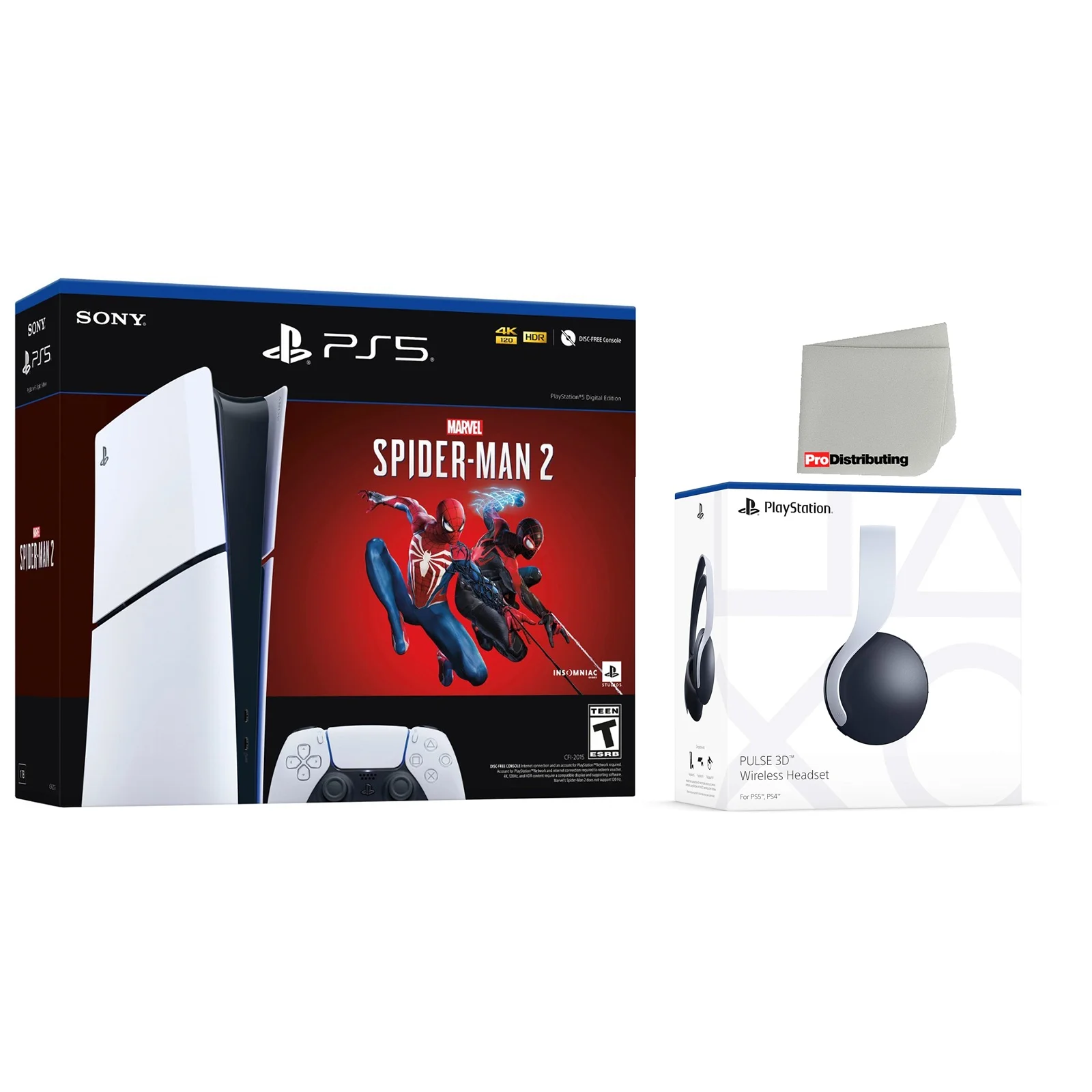 Sony PlayStation 5 Digital Slim Marvel’s Spider-Man 2 Bundle with White Pulse Headset Bundle