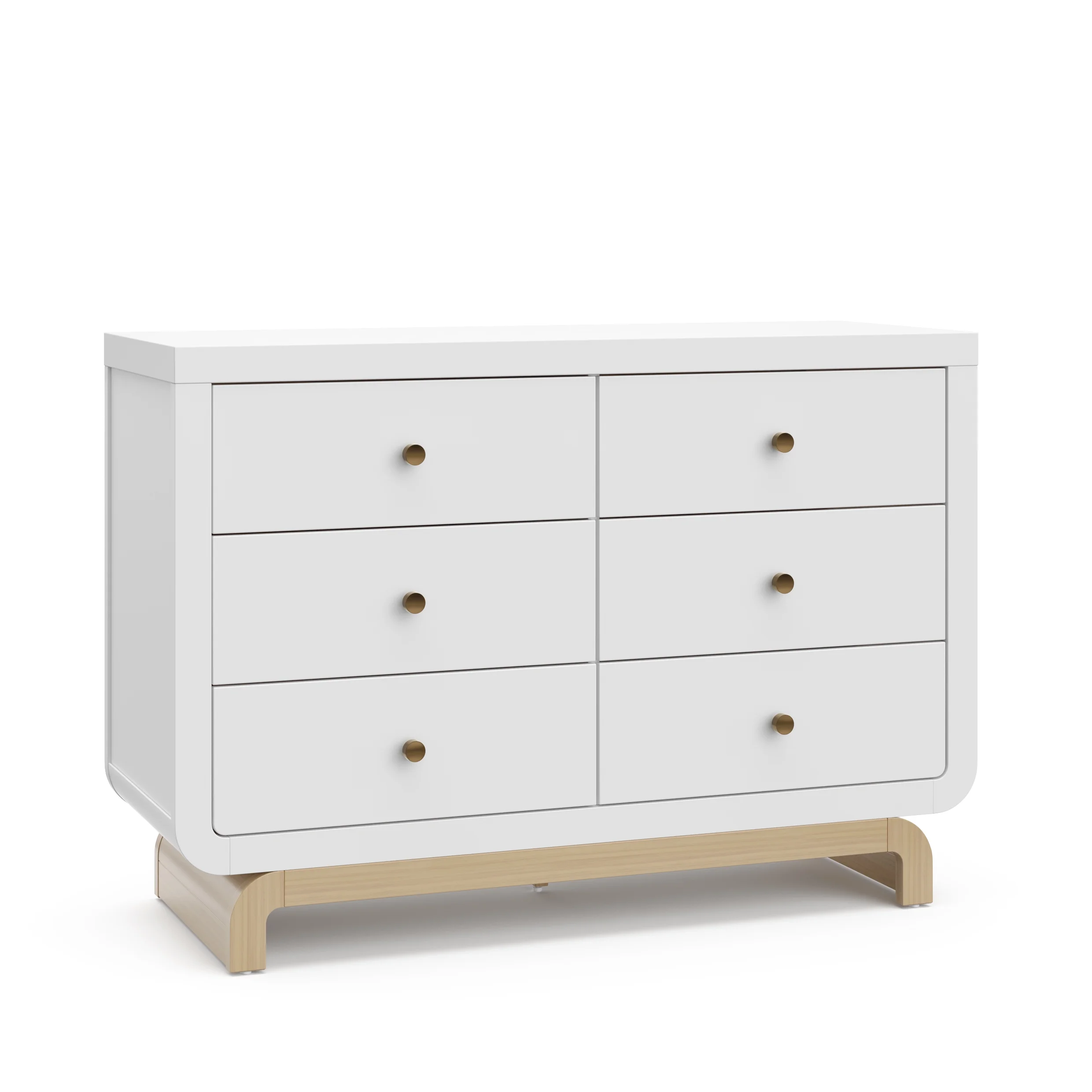 Storkcraft Santorini 6 Drawer Dresser, White with Driftwood