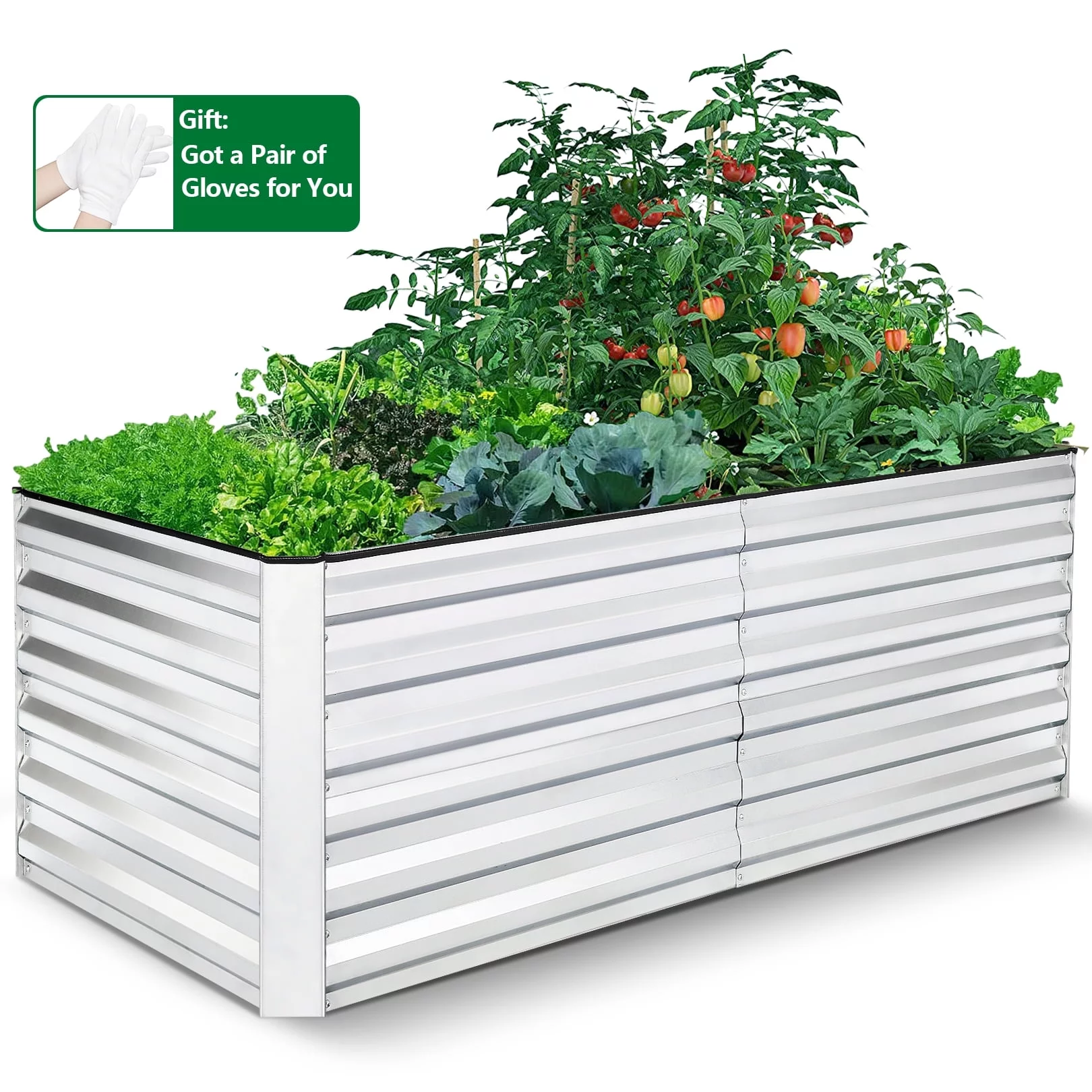 SEJOV 6x3x2ft Galvanized Raised Garden Beds Large Metal Garden Beds Galvanized Steel Planter boxes Outdoor for Vegetables Flowers Herbs