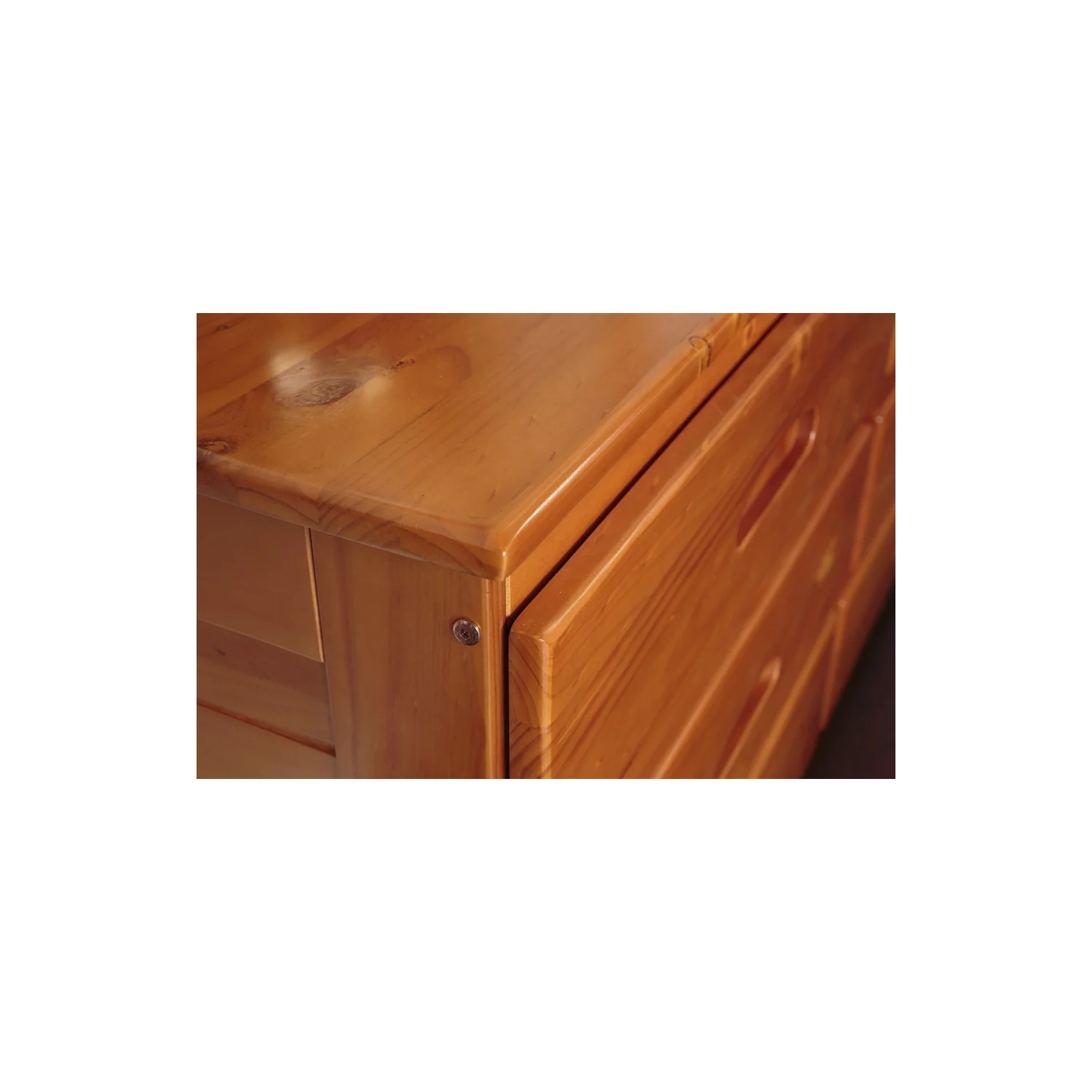 American Furniture Classics Model 82155 Solid Pine Five Drawer Chest in Warm Honey