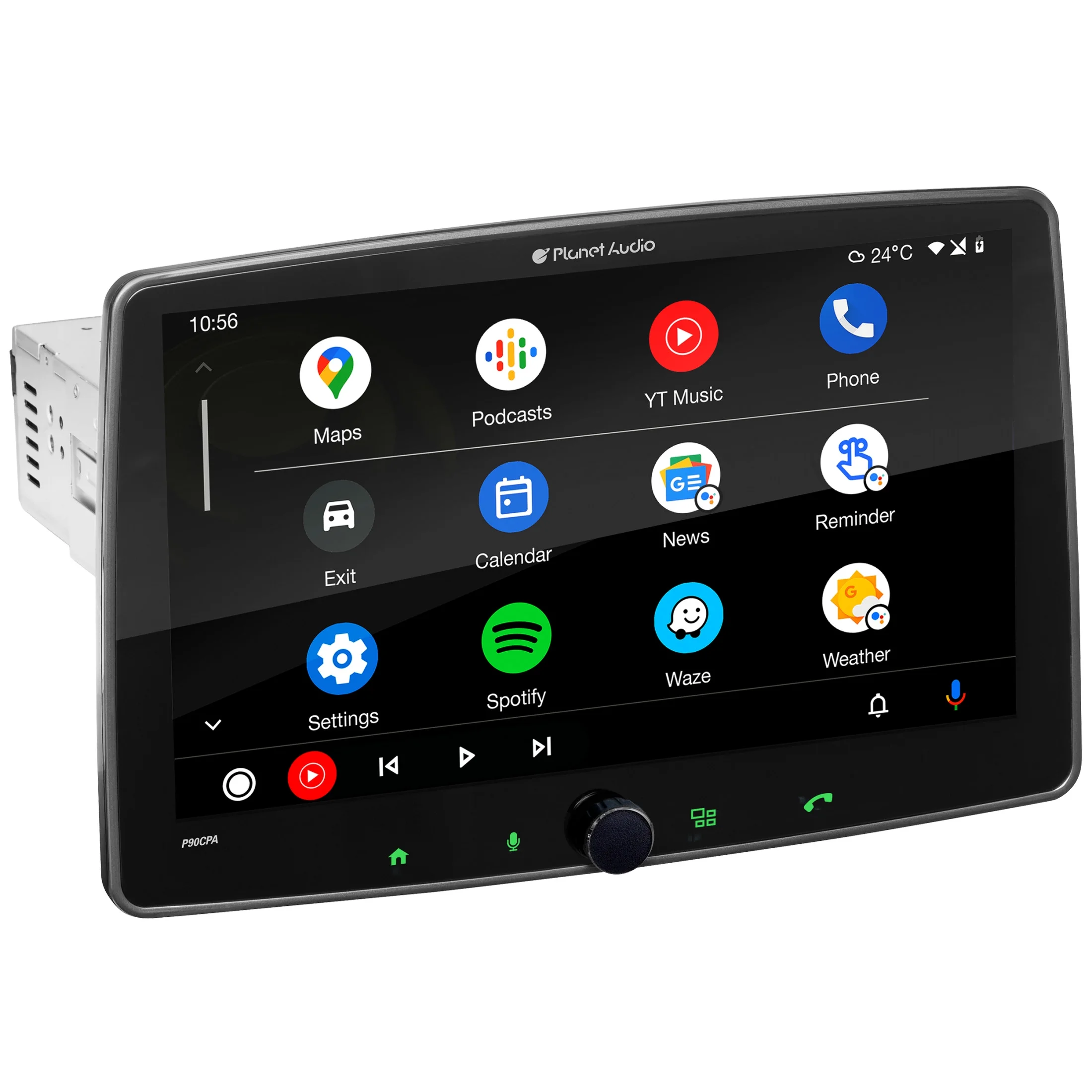 Planet Audio P90CPA Car Stereo - Apple CarPlay, Android Auto, Single Din, 9 Inch Capacitive Touchscreen, Bluetooth, No CD DVD Player, AM/FM Radio Receiver