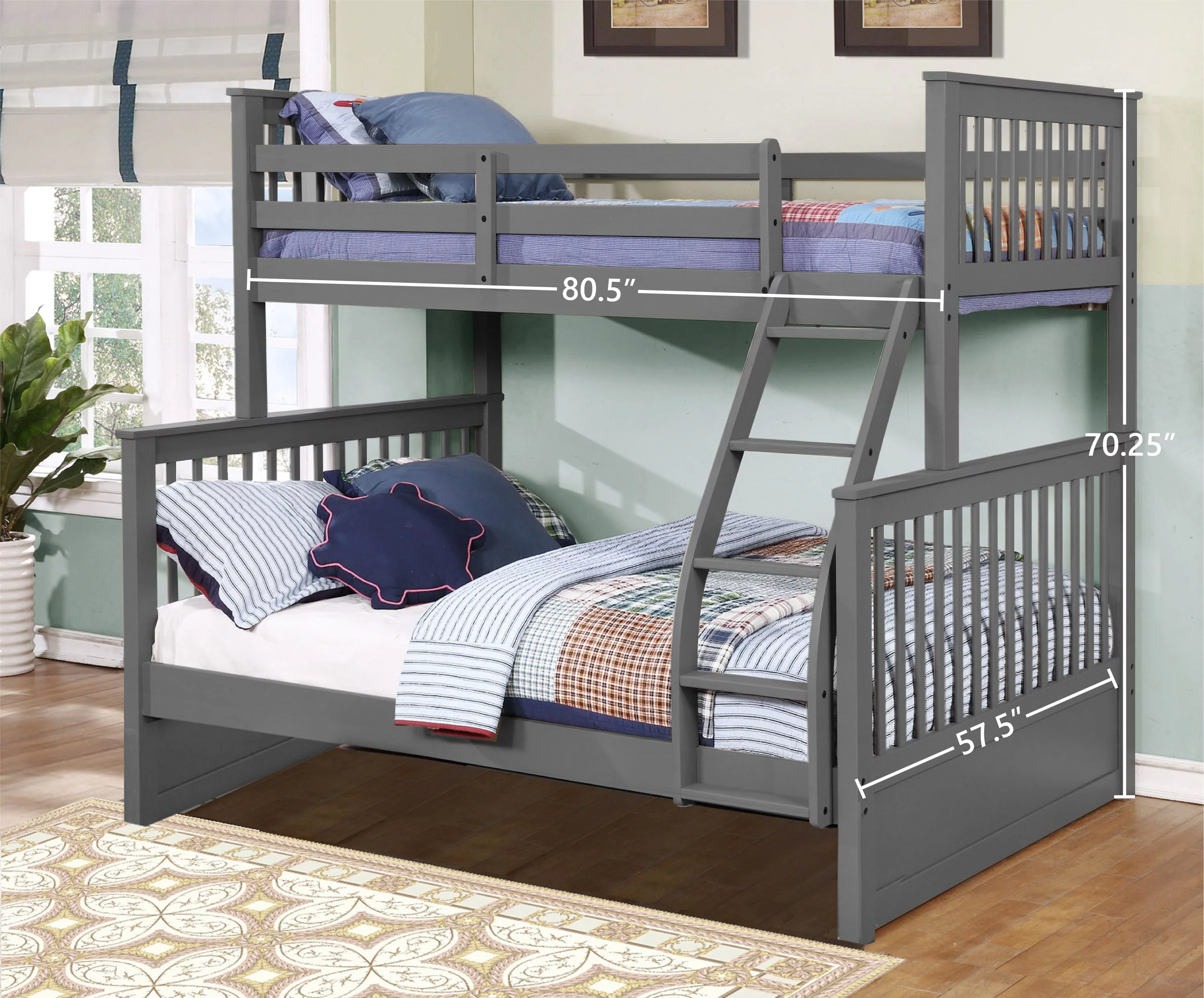 Carthew Convertible Twin Over Full Bunk Bed (Optional Storage or Trundle)