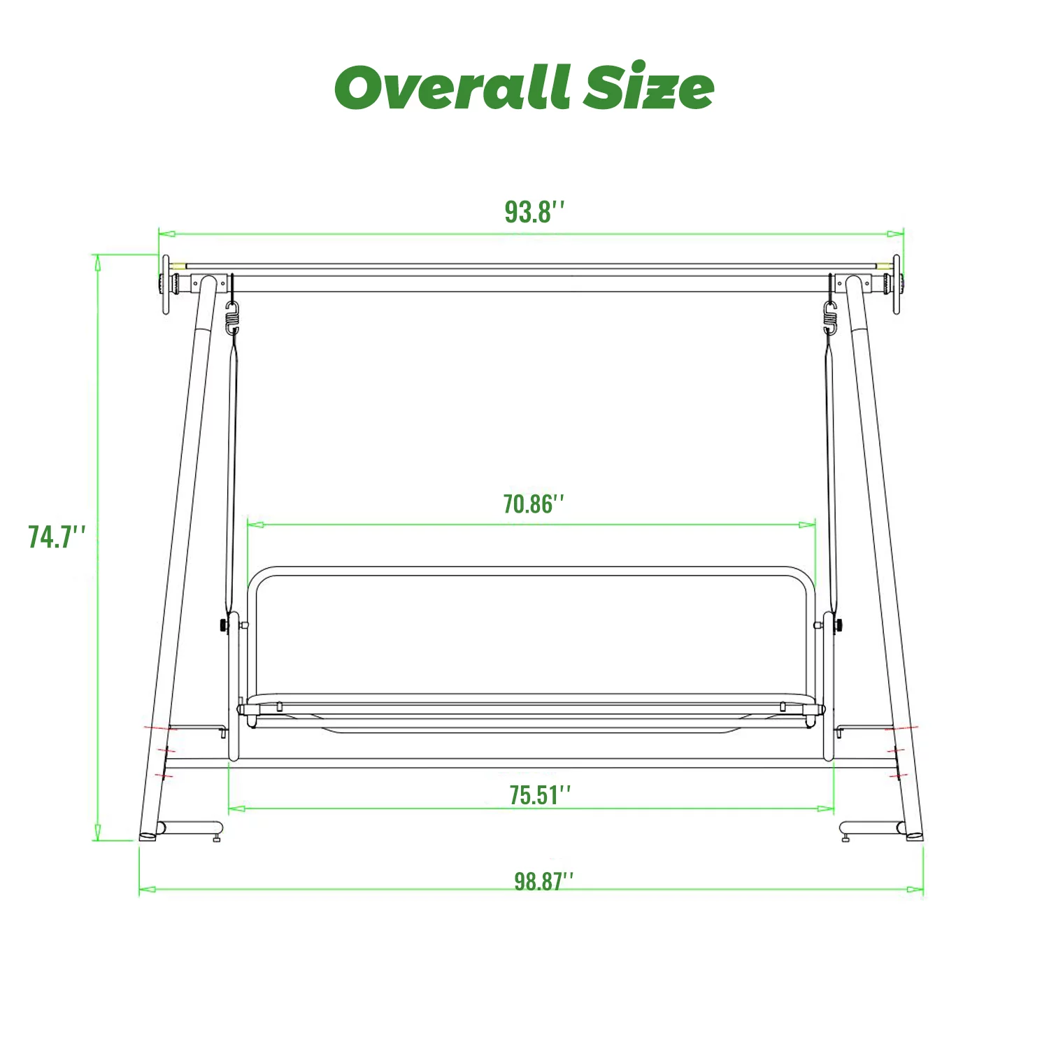 3-Seater Outdoor Convertible Canopy Swing Chair Bench Bed with Comfortable Cushion Seats for Patio Porch Garden