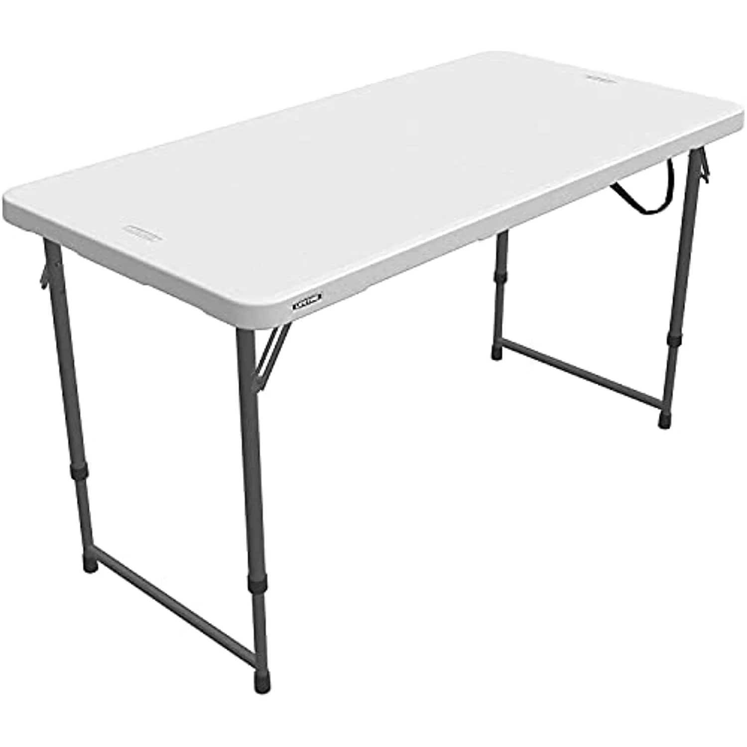 Height Adjustable Craft Camping and Utility Folding Table, 4 Foot, 4'/48 x 24, White Granite - 1 Pack