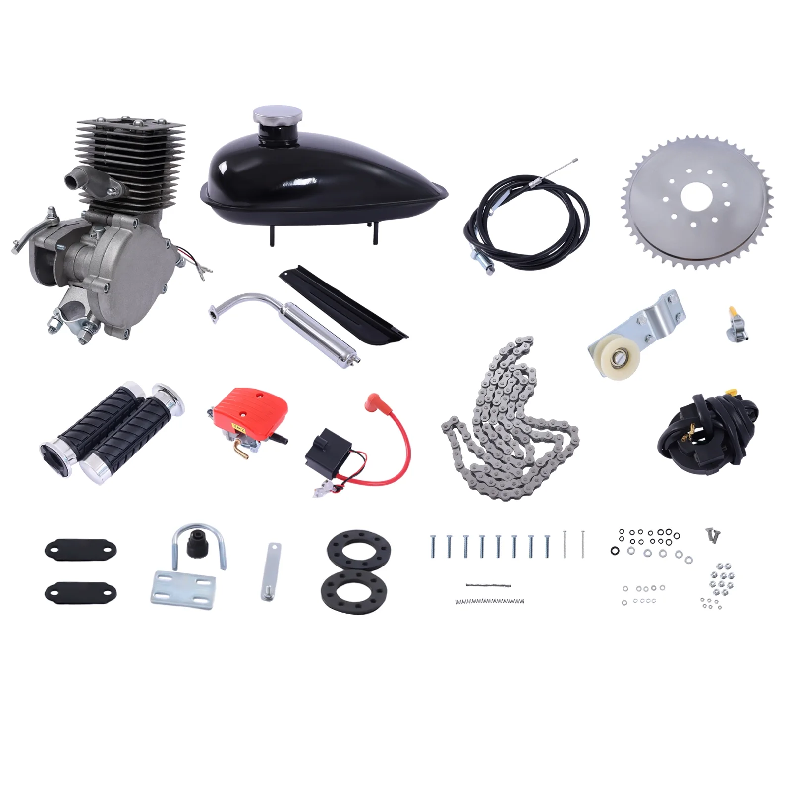 Motorized Bicycle Kit, 2 Stroke 100CC Fast Speed Gasoline Bike Engine Motor Kit with Hydraulic Handle for Bicycle over 21 inches