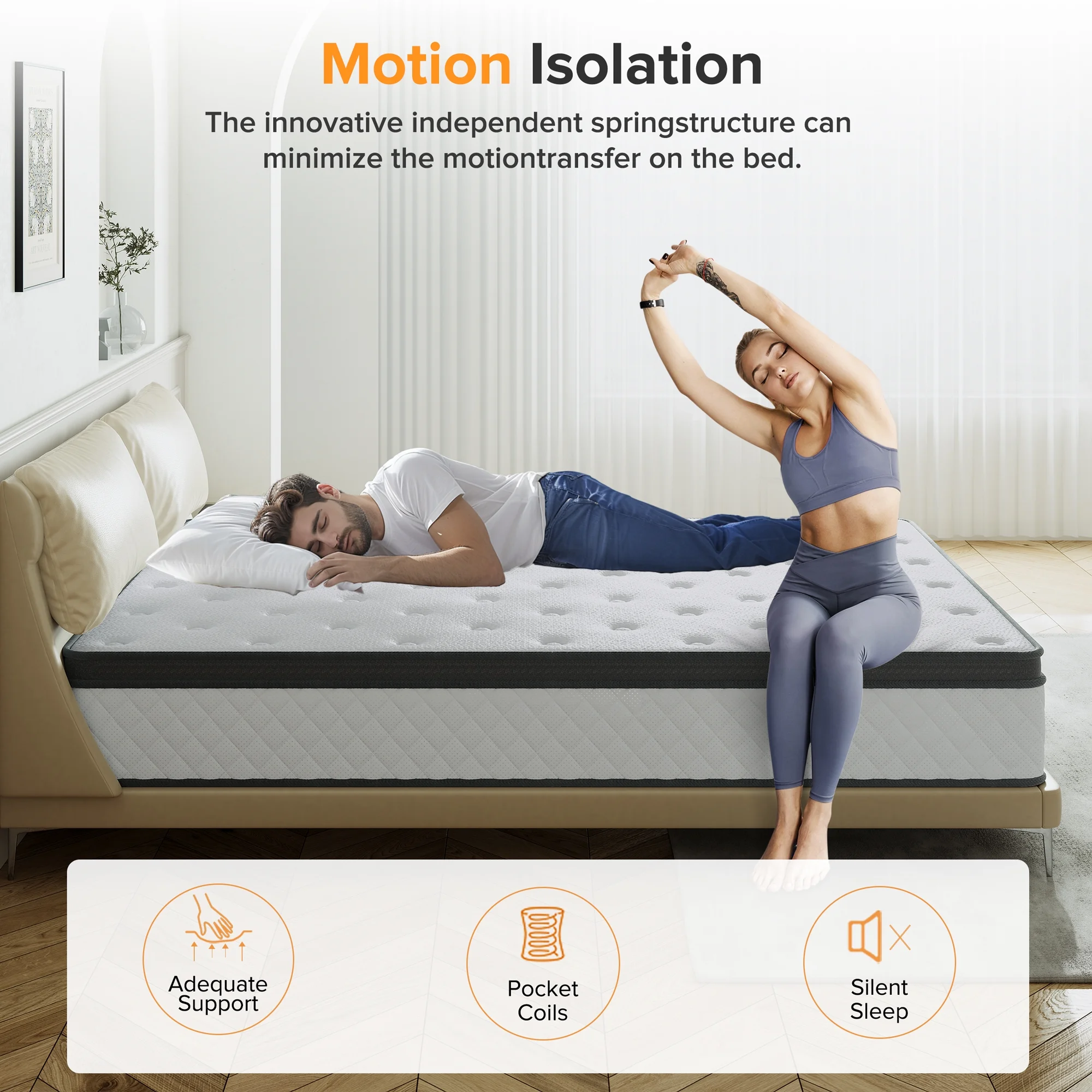 Babo Care 12 Inch Memory Foam and Innerspring Hybrid Mattress – Twin Mattress – Mattress in a Box – Medium Firm Mattress