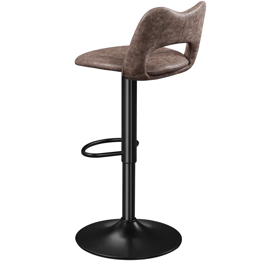 Yaheetech Set of 2 Height Adjustable Bar Stools,Retro Brown