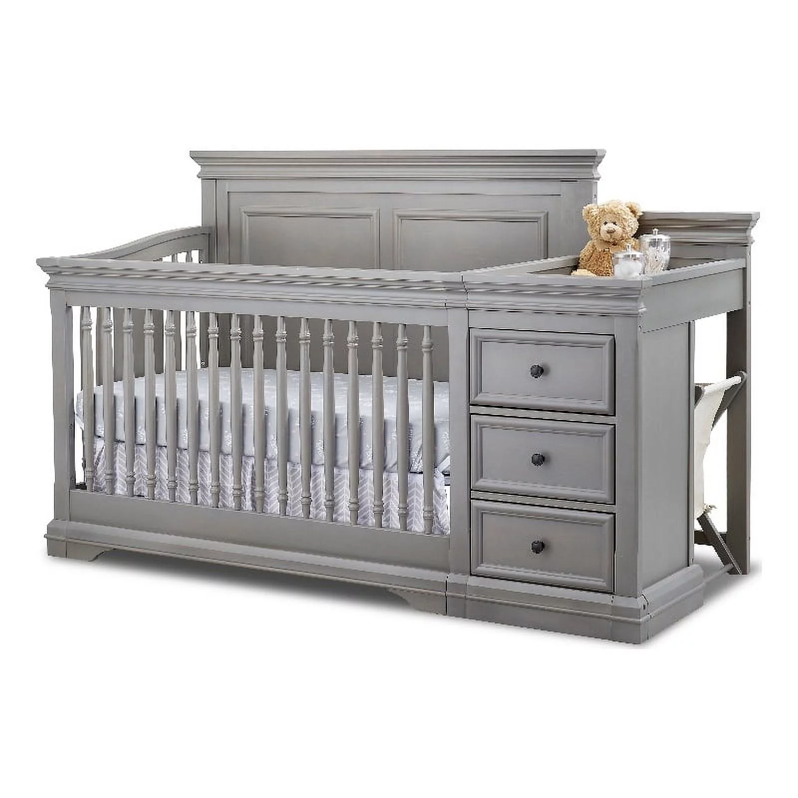 Sorelle Portofino Traditional Wood Crib & Changer in Weathered Gray