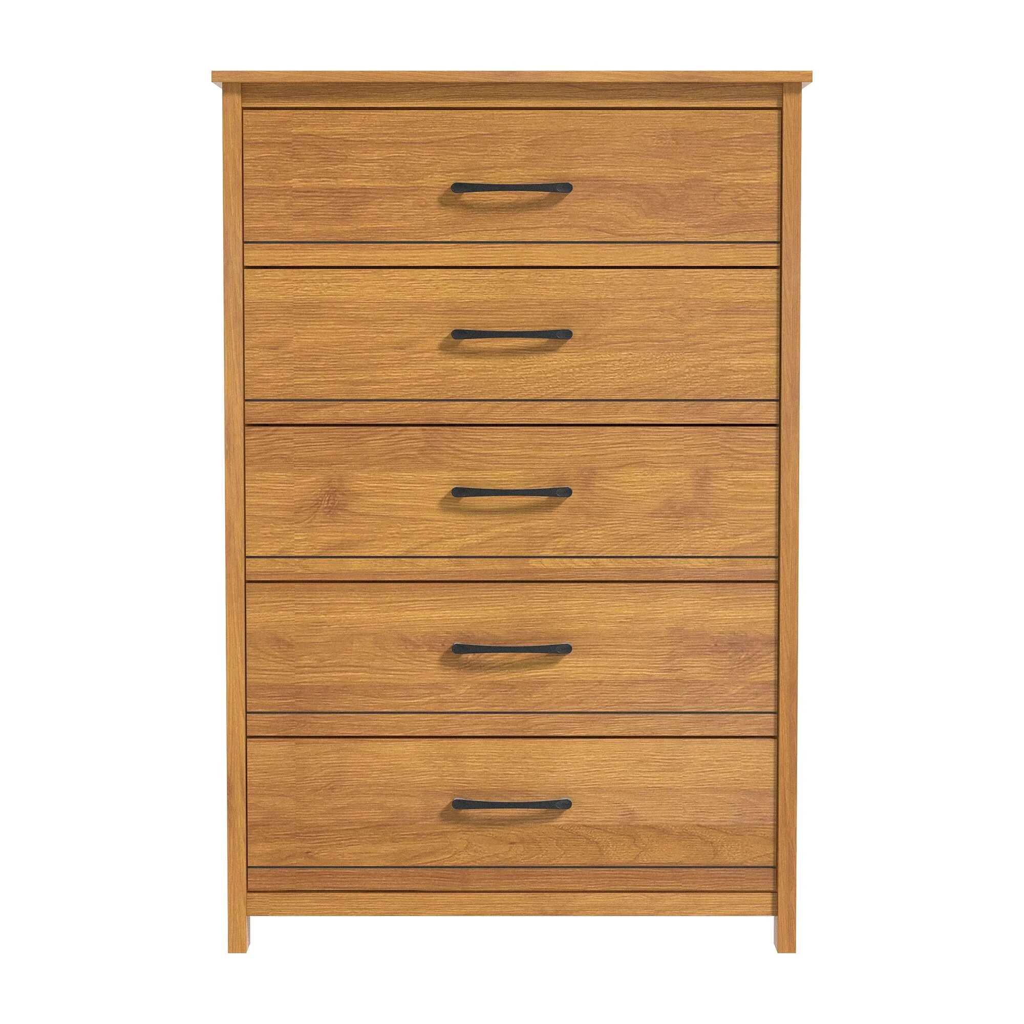 GALANO  Kellie 5 Drawers Chest of Drawer 47.7 in. x 31.5 in. x 15.7 in. Amber Walnut
