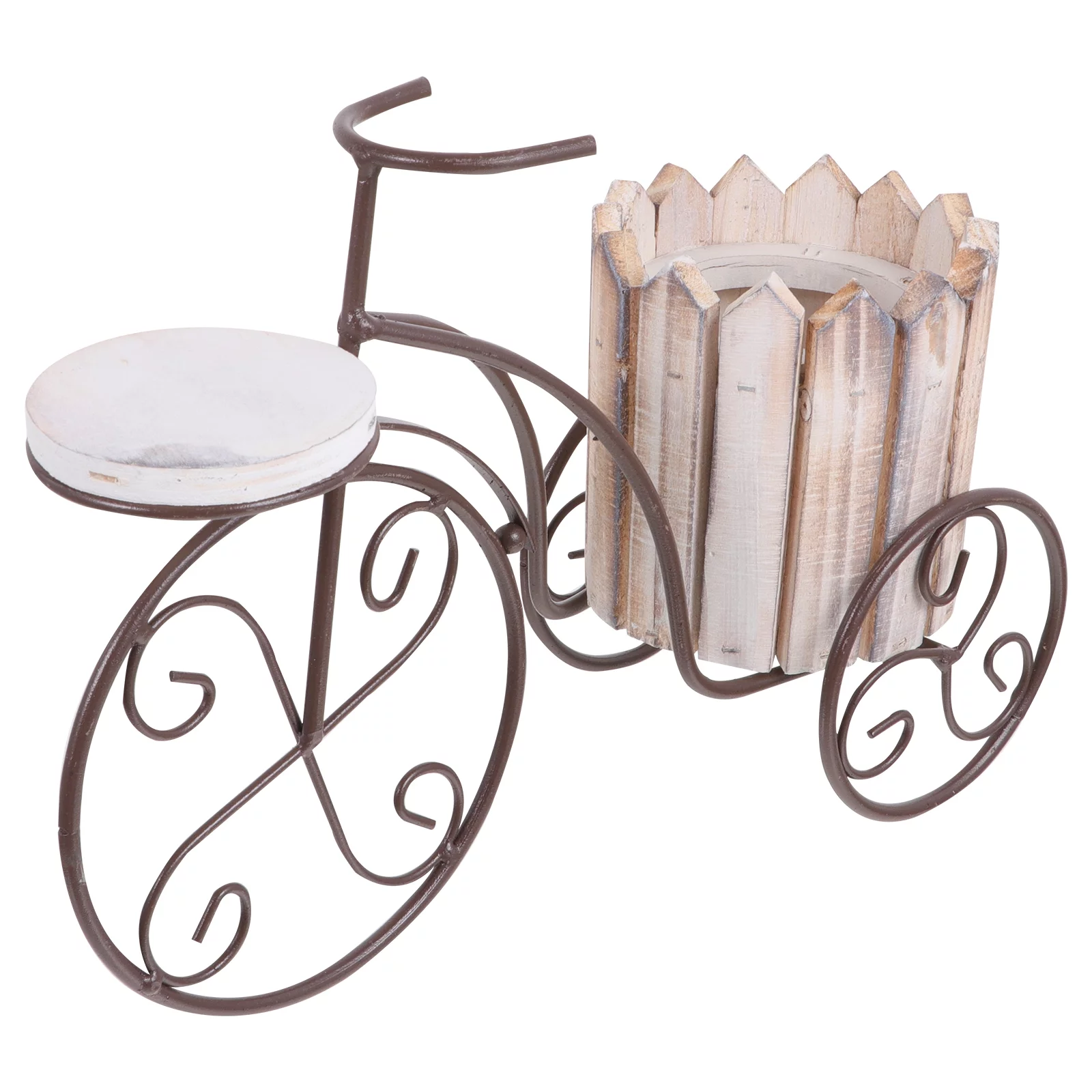 Gongxipen Iron Bike Plant Stand Rustic Style Flower Pot Cart Holder Desktop Decoration