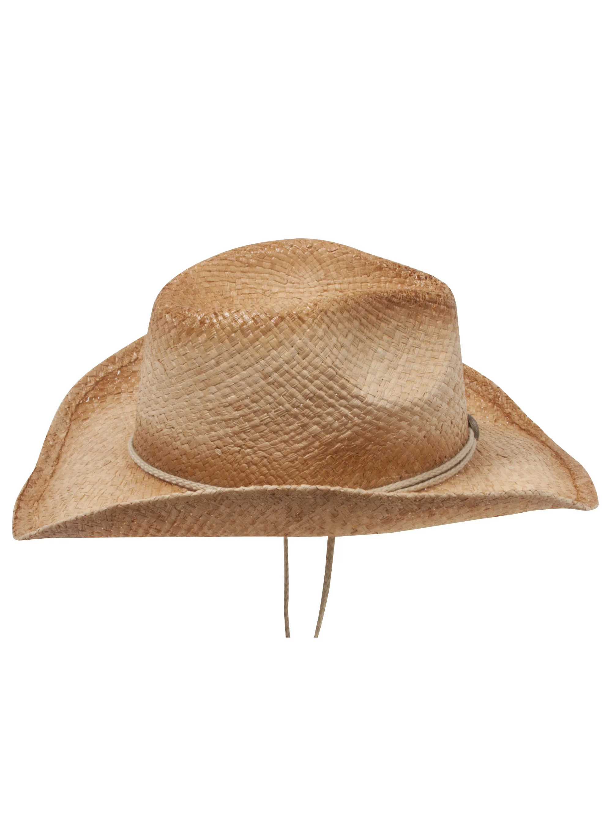 Outback Cowboy Tea Stained Raffia Straw Hat-Natural Off Tea Stains Plain