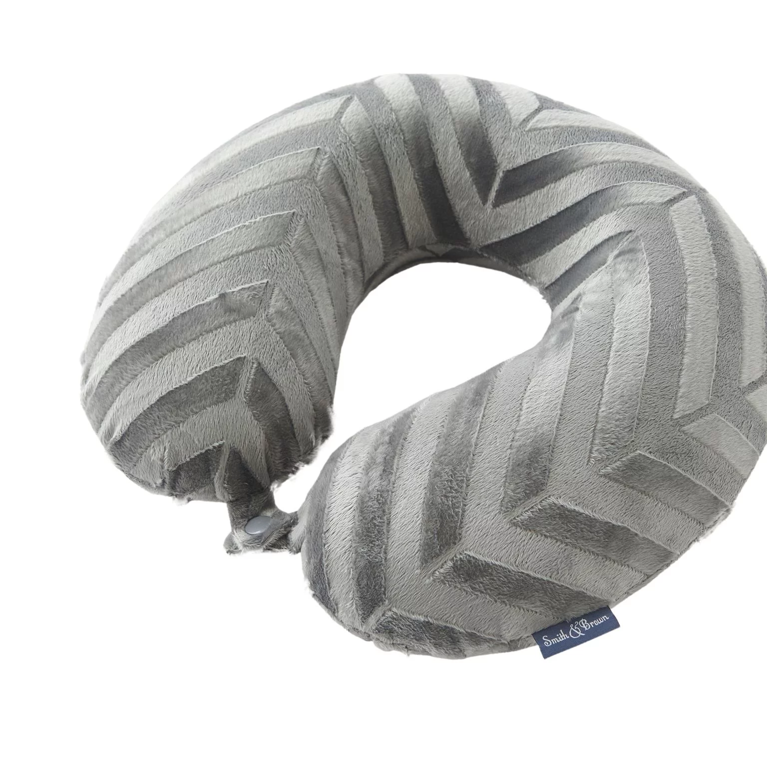 Bon Voyage® Mink Memory Foam Travel Neck Pillow with Embossed Leaf Design, Grey
